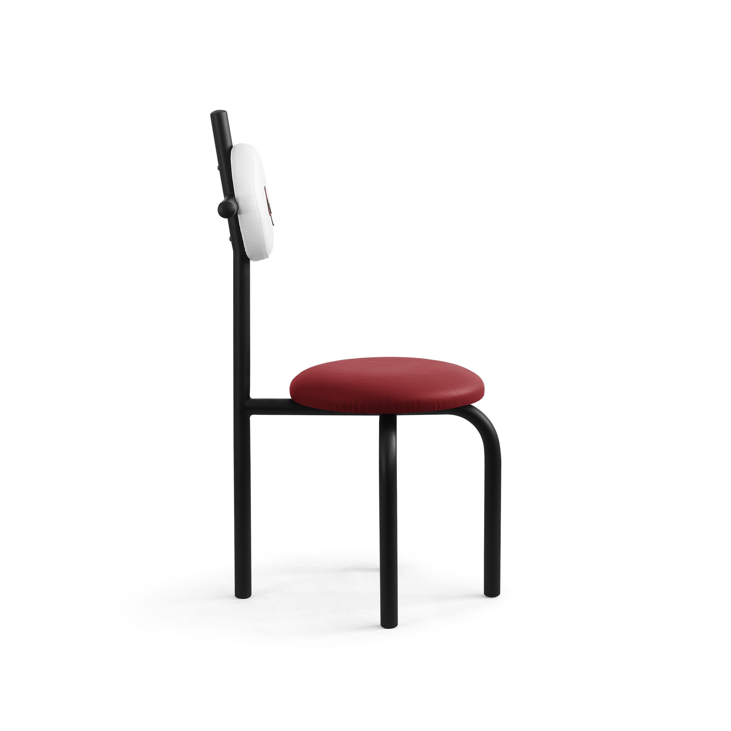 Brazilian PK16 Impermeable Chair, Red Seat & Carbon Steel Structure by Paulo Kobylka For Sale