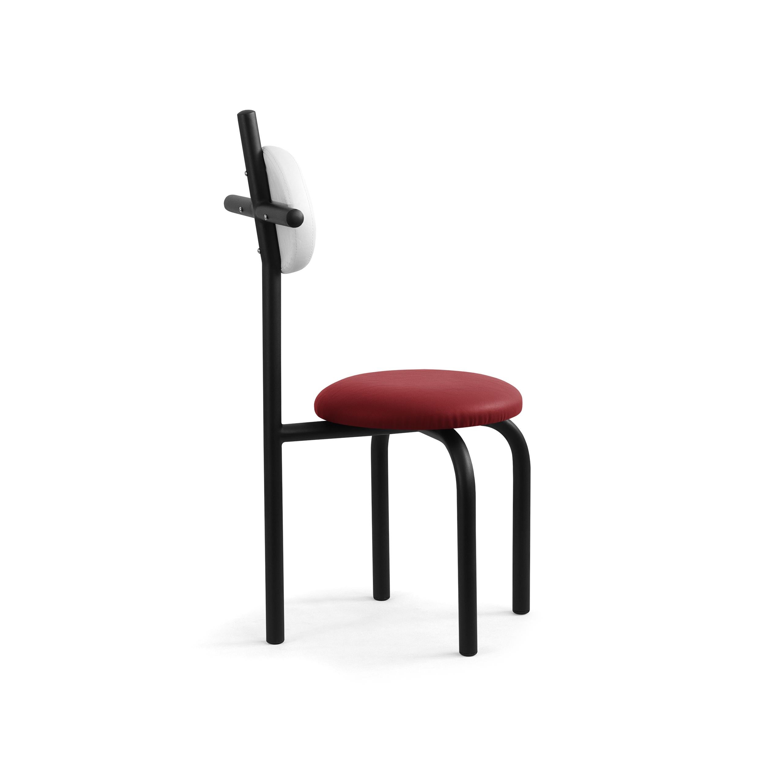Appliqué PK16 Impermeable Chair, Red Seat & Carbon Steel Structure by Paulo Kobylka For Sale