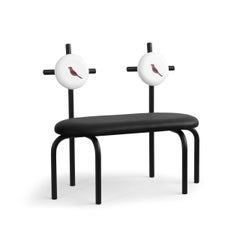 PK17 Impermeable Loveseat, Black Seat & Black Metal Structure by Paulo Kobylka