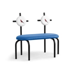 PK17 Impermeable Loveseat, Blue Seat & Black Metal Structure by Paulo Kobylka
