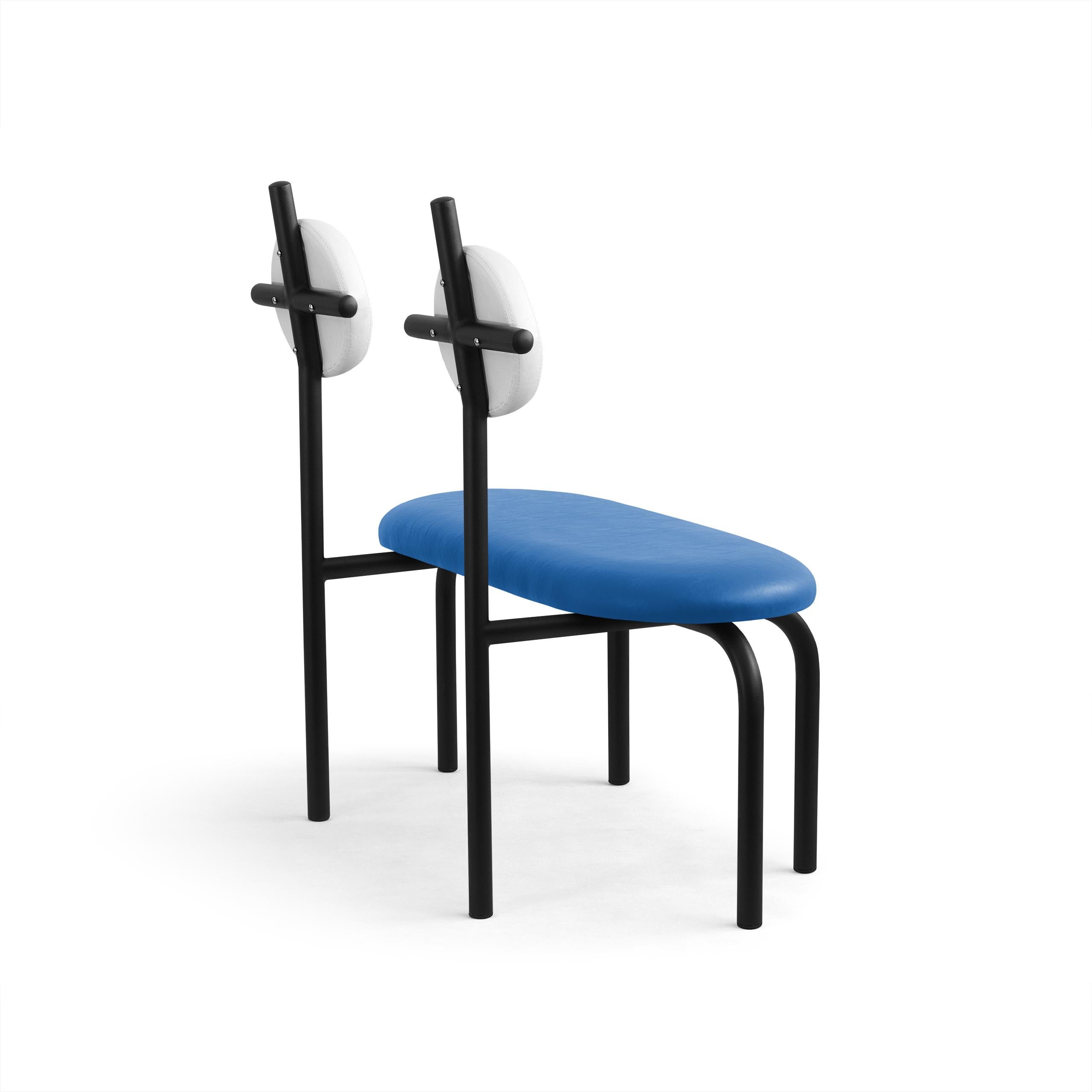 Appliqué PK17 Impermeable Loveseat, Blue Seat & Black Metal Structure by Paulo Kobylka For Sale