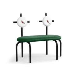 PK17 Impermeable Loveseat, Green Seat & Black Metal Structure by Paulo Kobylka