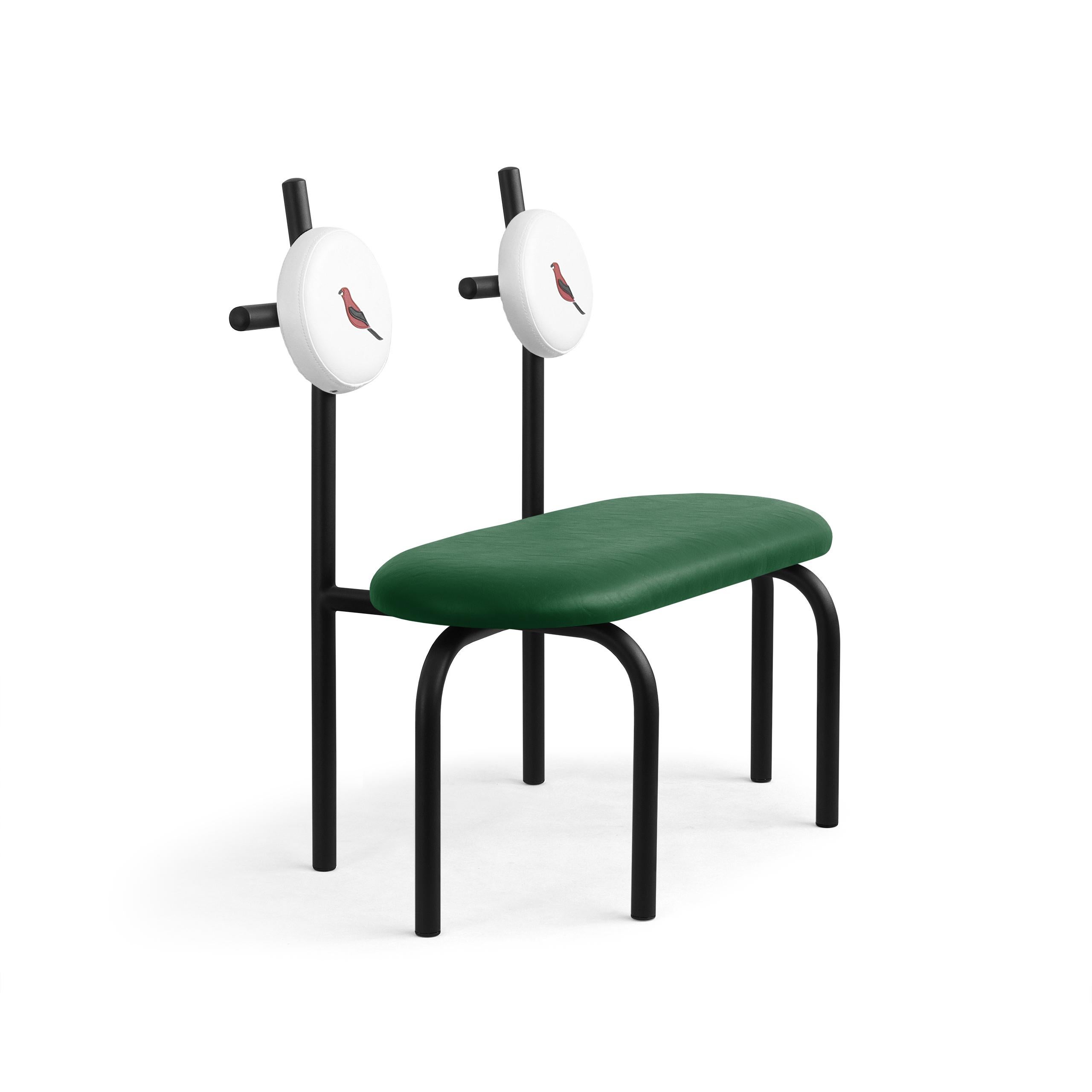 Post-Modern PK17 Impermeable Loveseat, Green Seat & Black Metal Structure by Paulo Kobylka For Sale