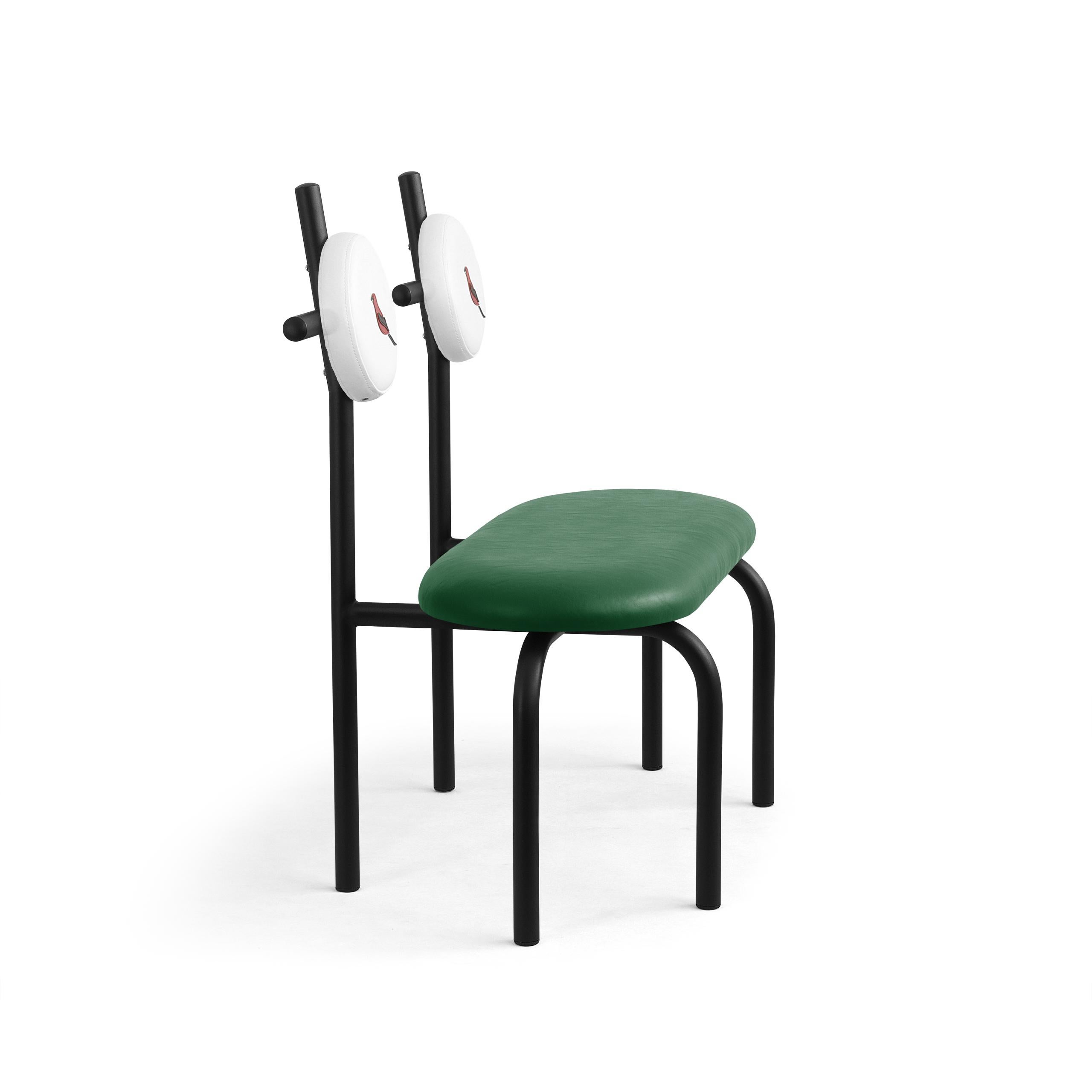 Brazilian PK17 Impermeable Loveseat, Green Seat & Black Metal Structure by Paulo Kobylka For Sale
