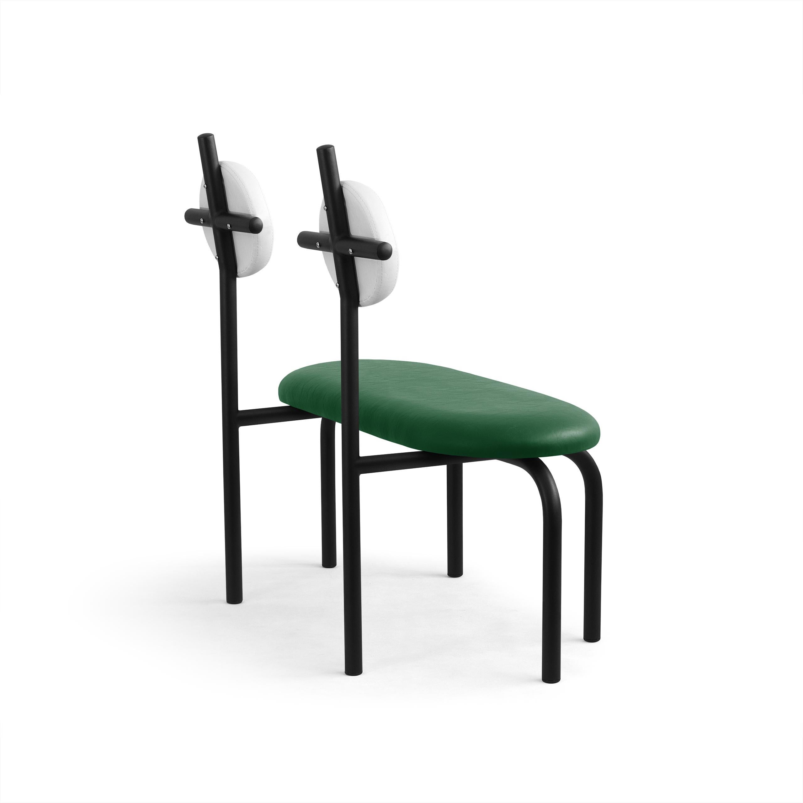 Appliqué PK17 Impermeable Loveseat, Green Seat & Black Metal Structure by Paulo Kobylka For Sale