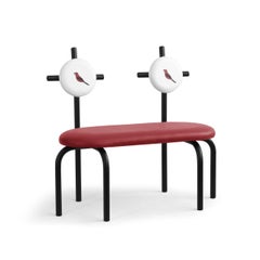 PK17 Impermeable Loveseat, Red Seat & Black Metal Structure by Paulo Kobylka