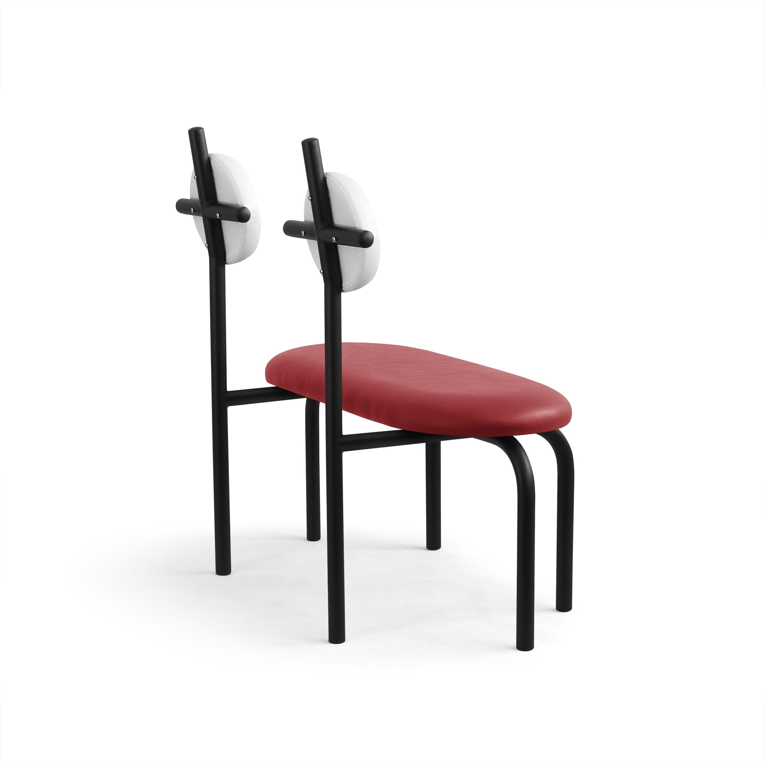 Powder-Coated PK17 Impermeable Loveseat, Red Seat & Black Metal Structure by Paulo Kobylka For Sale