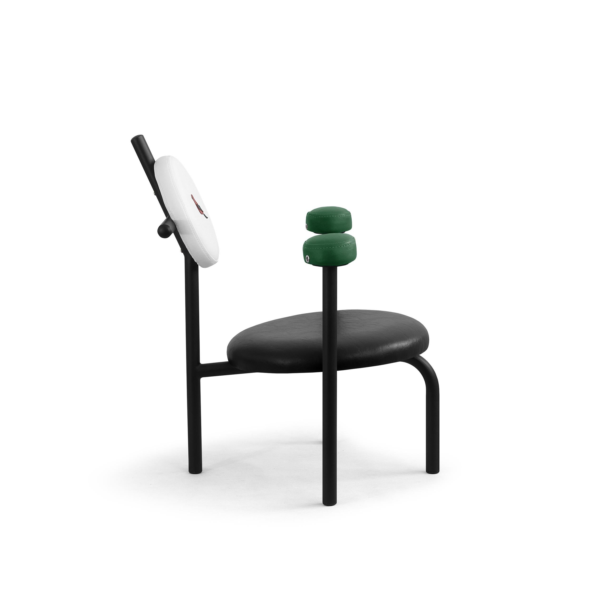 Appliqué PK18 Impermeable Armchair, Black Seat & Black Metal Structure by Paulo Kobylka For Sale