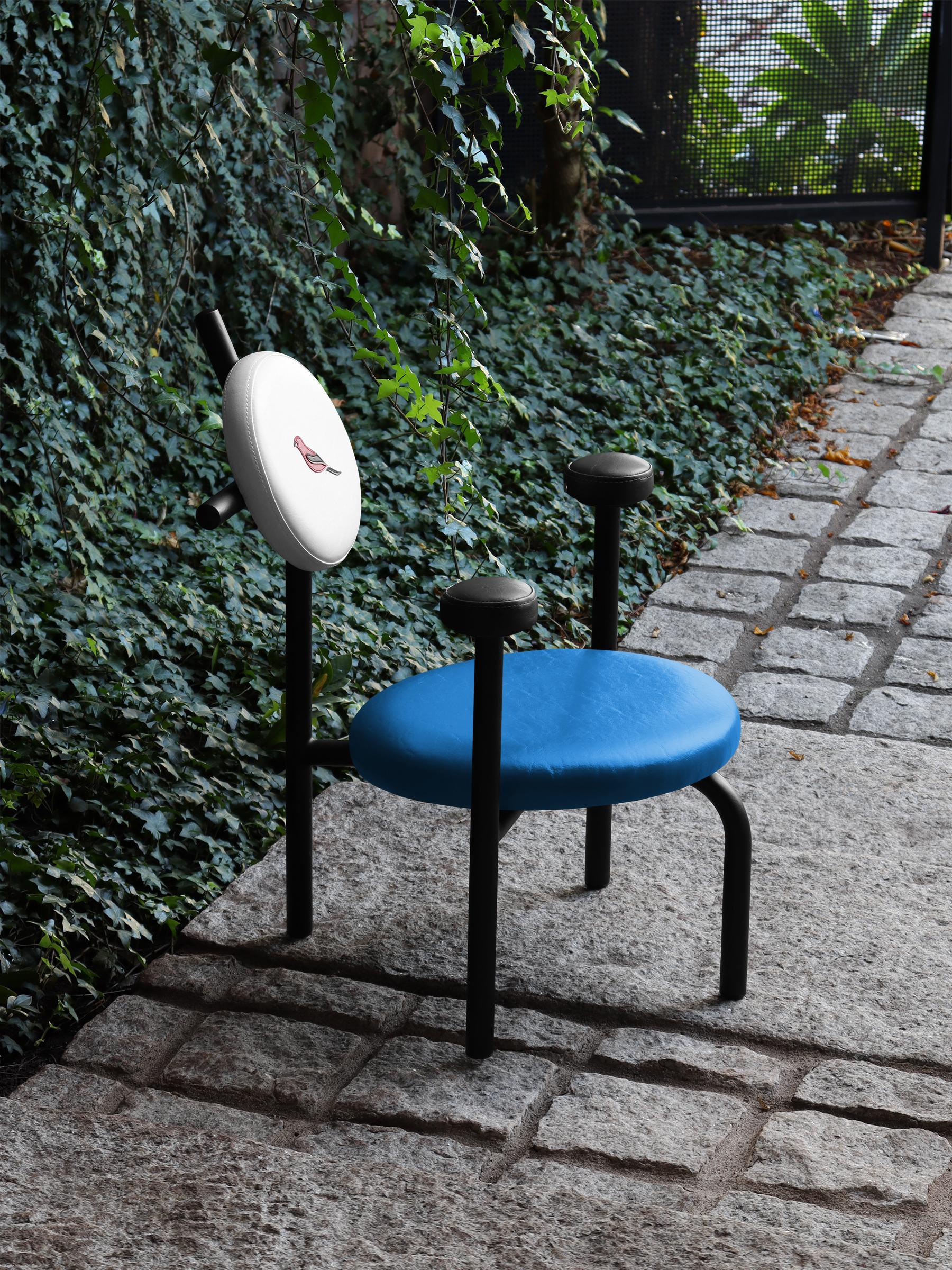 PK18 Impermeable Armchair, Blue Seat & Black Metal Structure by Paulo Kobylka For Sale 2