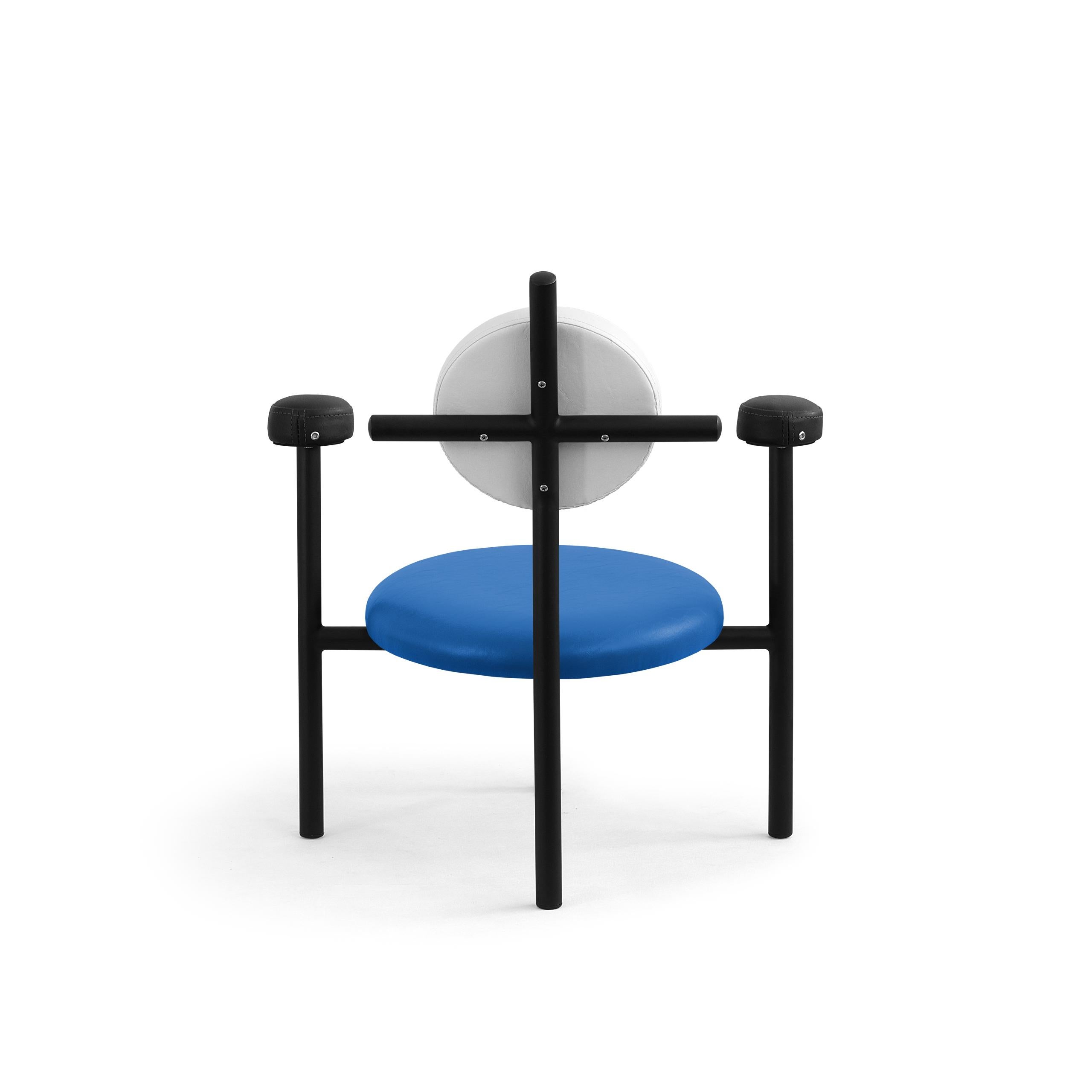 Contemporary PK18 Impermeable Armchair, Blue Seat & Black Metal Structure by Paulo Kobylka For Sale
