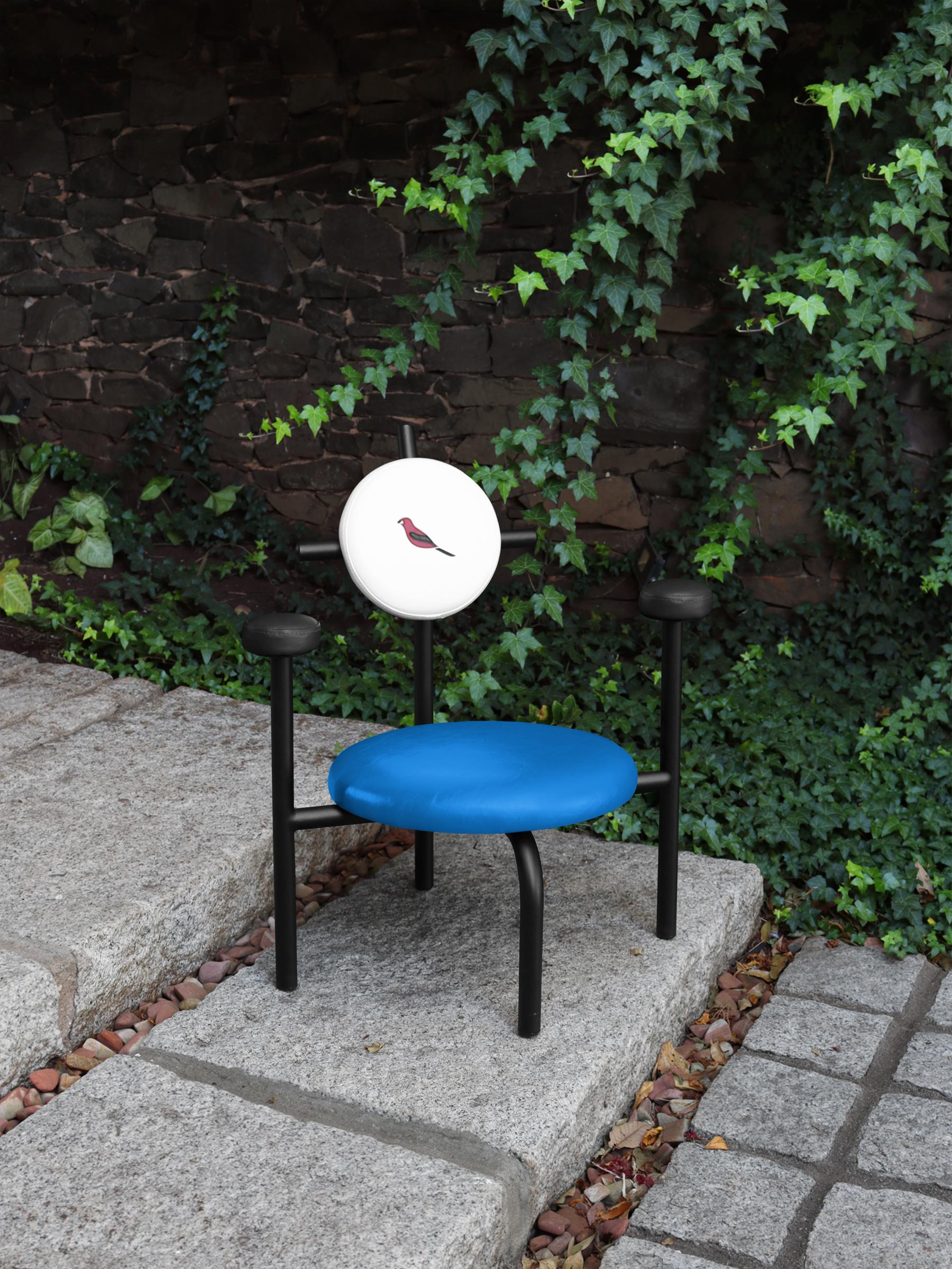 PK18 Impermeable Armchair, Blue Seat & Black Metal Structure by Paulo Kobylka For Sale 1