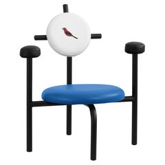 PK18 Impermeable Armchair, Blue Seat & Black Metal Structure by Paulo Kobylka