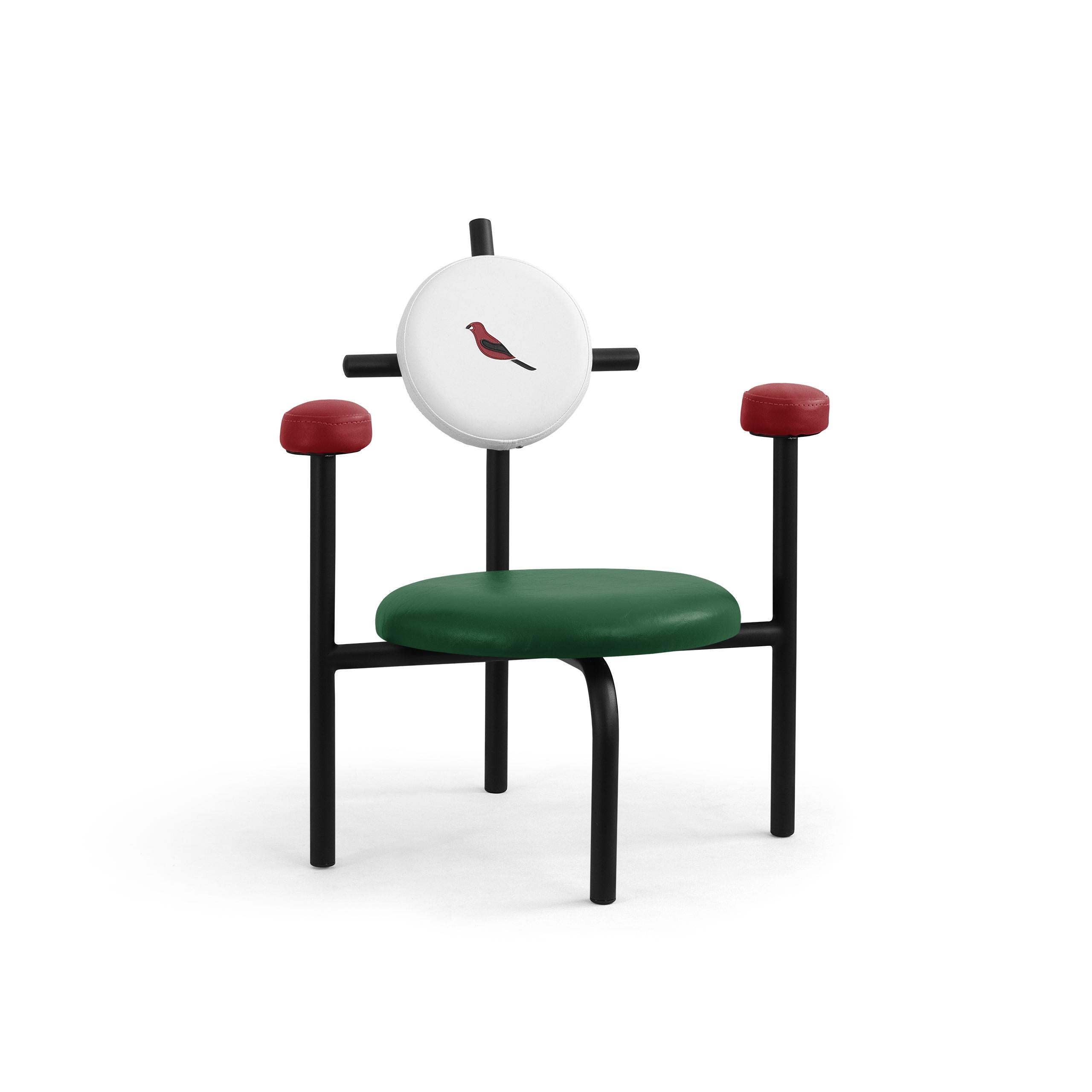 Post-Modern PK18 Impermeable Armchair, Green Seat & Black Metal Structure by Paulo Kobylka For Sale