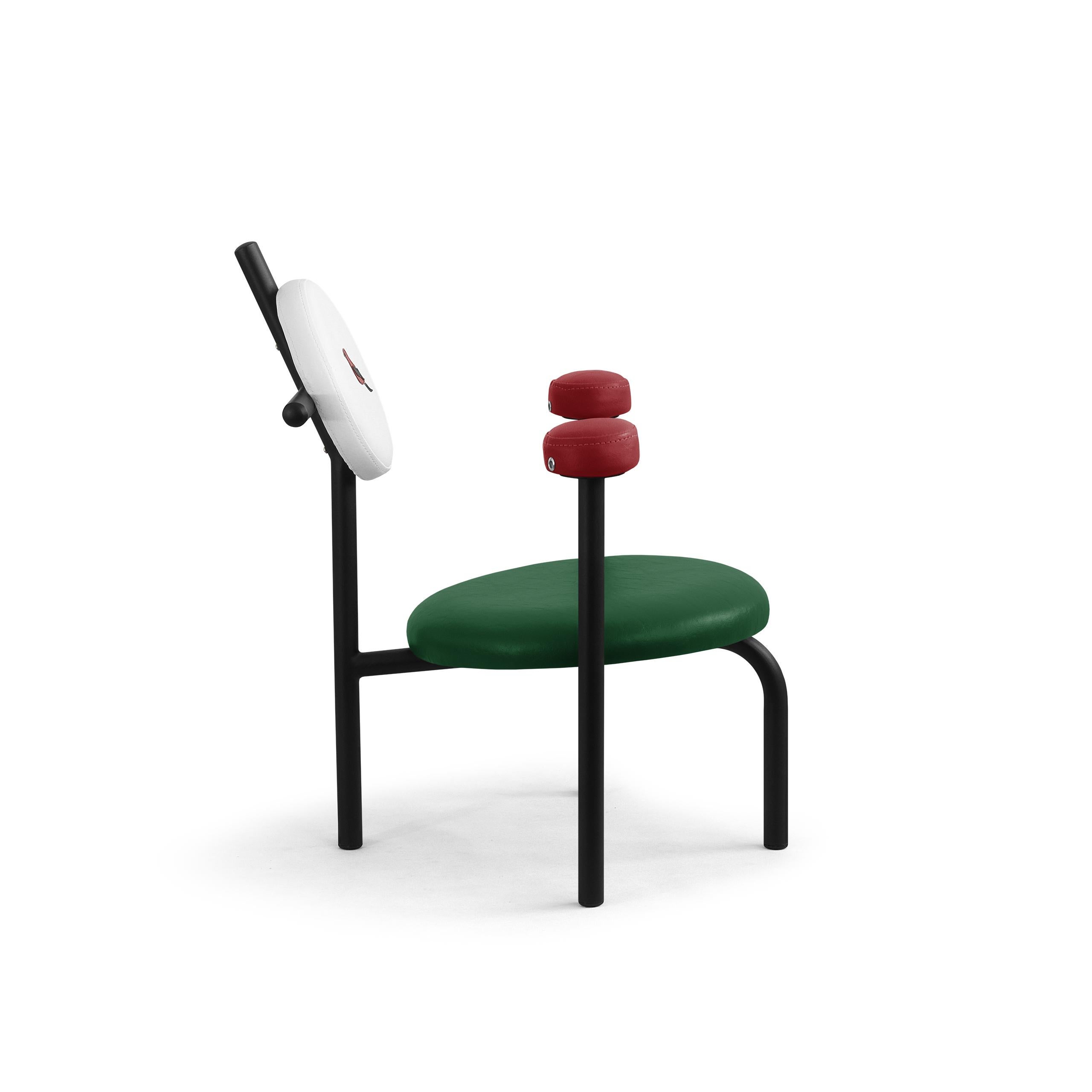 Powder-Coated PK18 Impermeable Armchair, Green Seat & Black Metal Structure by Paulo Kobylka For Sale