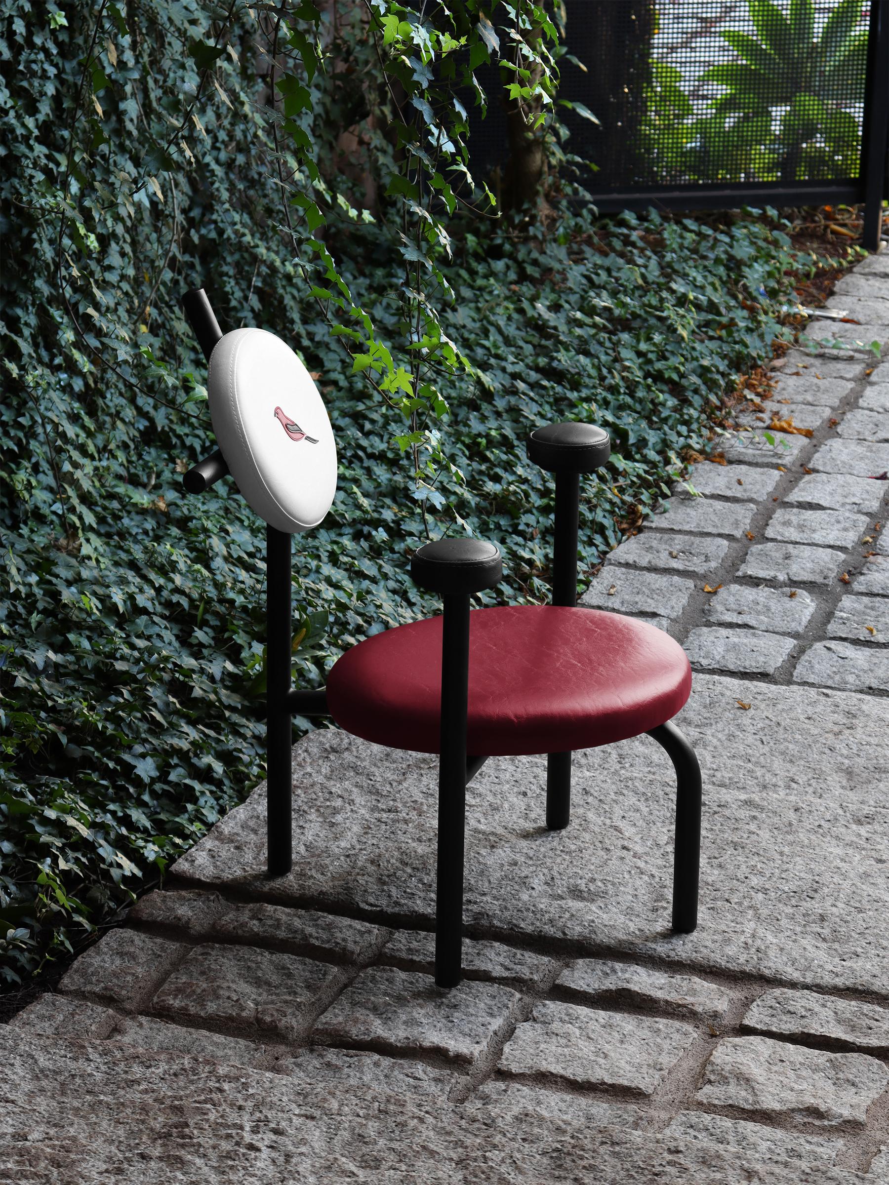 PK18 Impermeable Armchair, Red Seat & Black Metal Structure by Paulo Kobylka For Sale 2