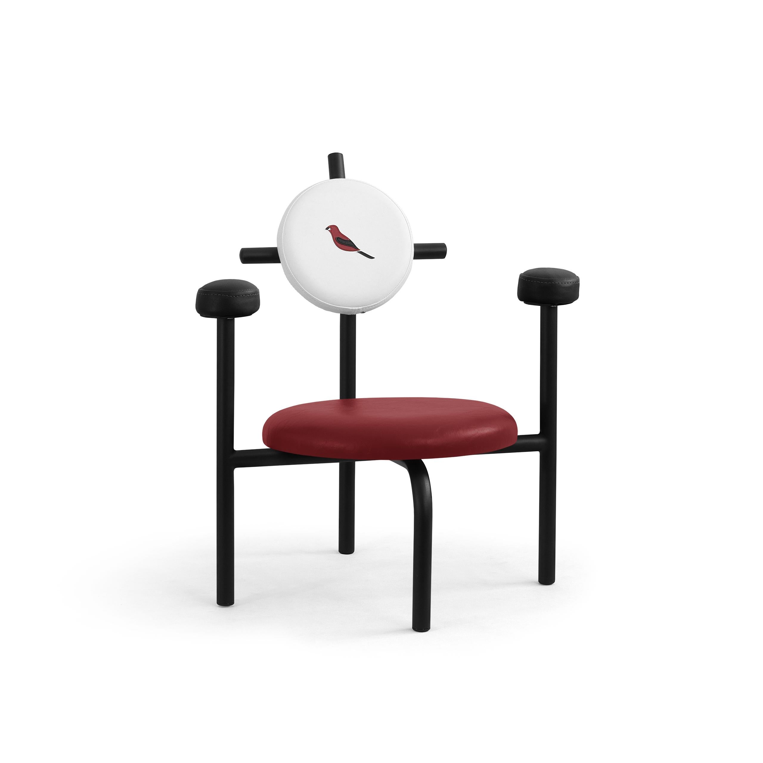 Post-Modern PK18 Impermeable Armchair, Red Seat & Black Metal Structure by Paulo Kobylka For Sale