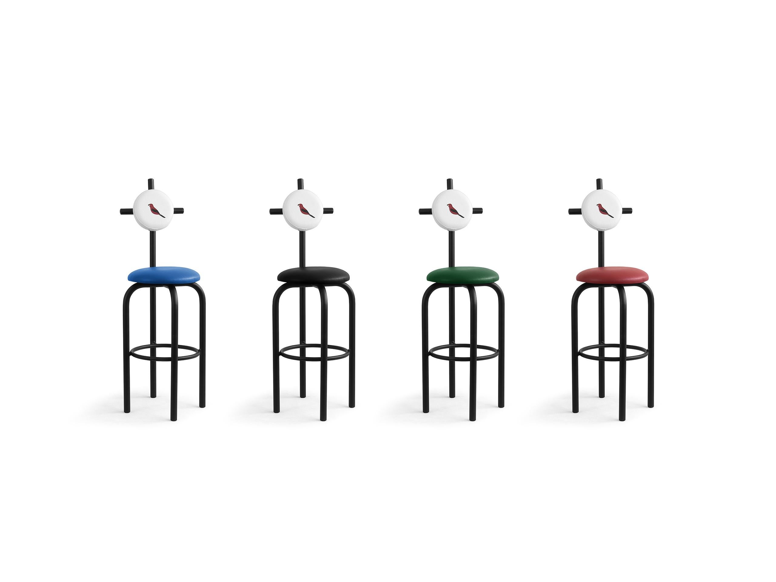 PK19 Impermeable Bar Stool, Black Seat & Black Metal Structure by Paulo Kobylka For Sale 4