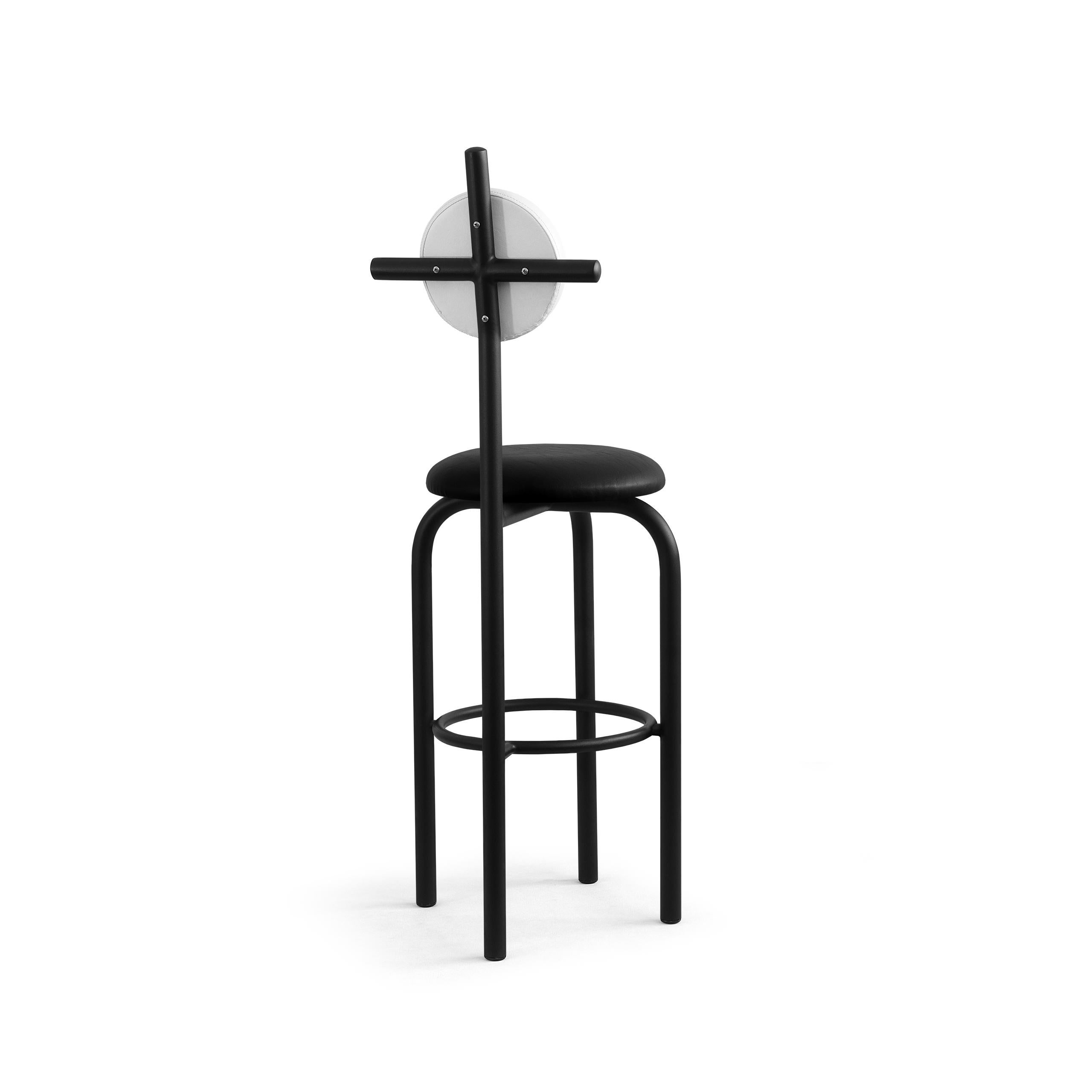 Post-Modern PK19 Impermeable Bar Stool, Black Seat & Black Metal Structure by Paulo Kobylka For Sale