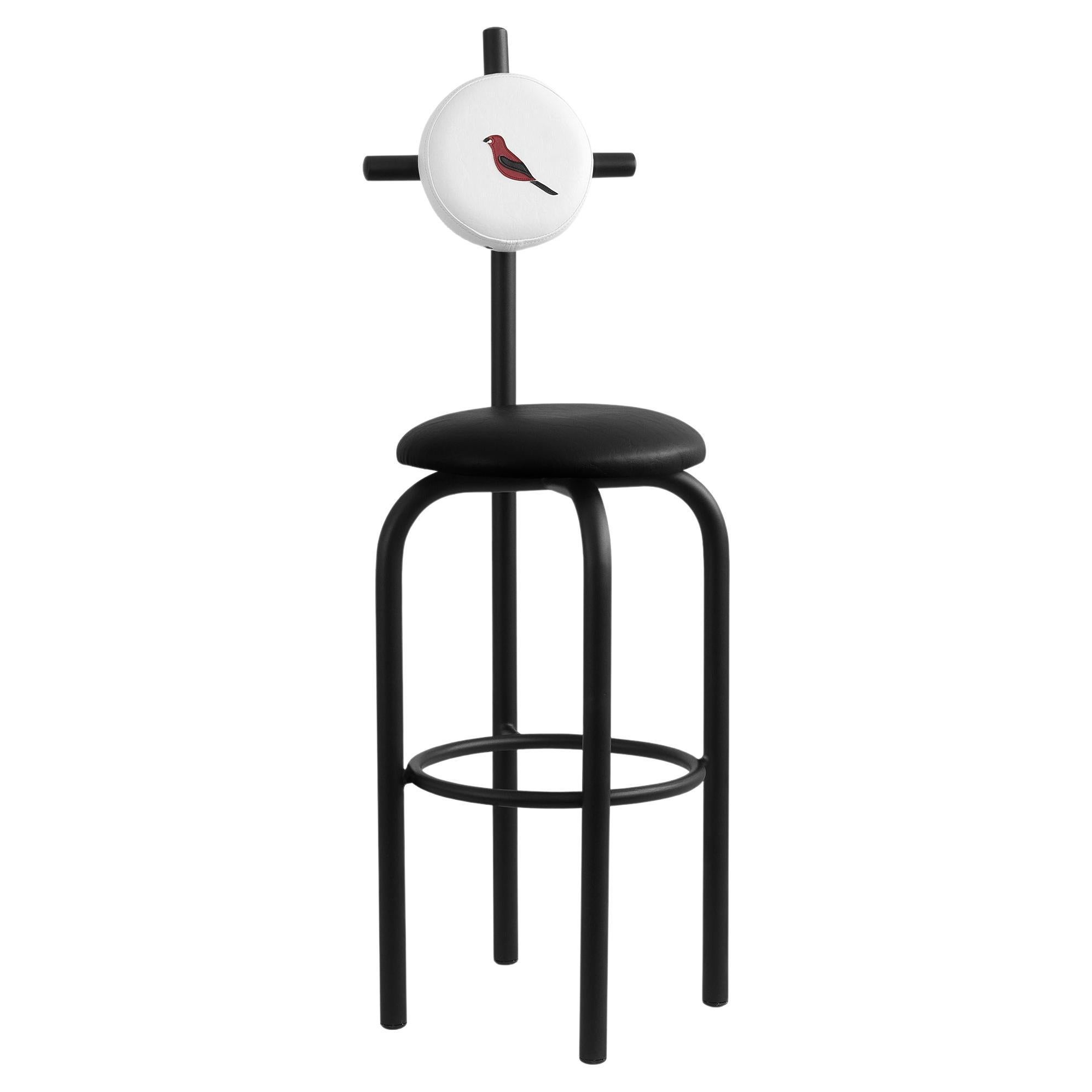 Tabouret de bar imperméable PK19, assise noire et structure en métal noir de Paulo Kobylka