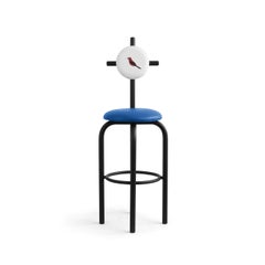 PK19 Impermeable Bar Stool, Blue Seat & Black Metal Structure by Paulo Kobylka