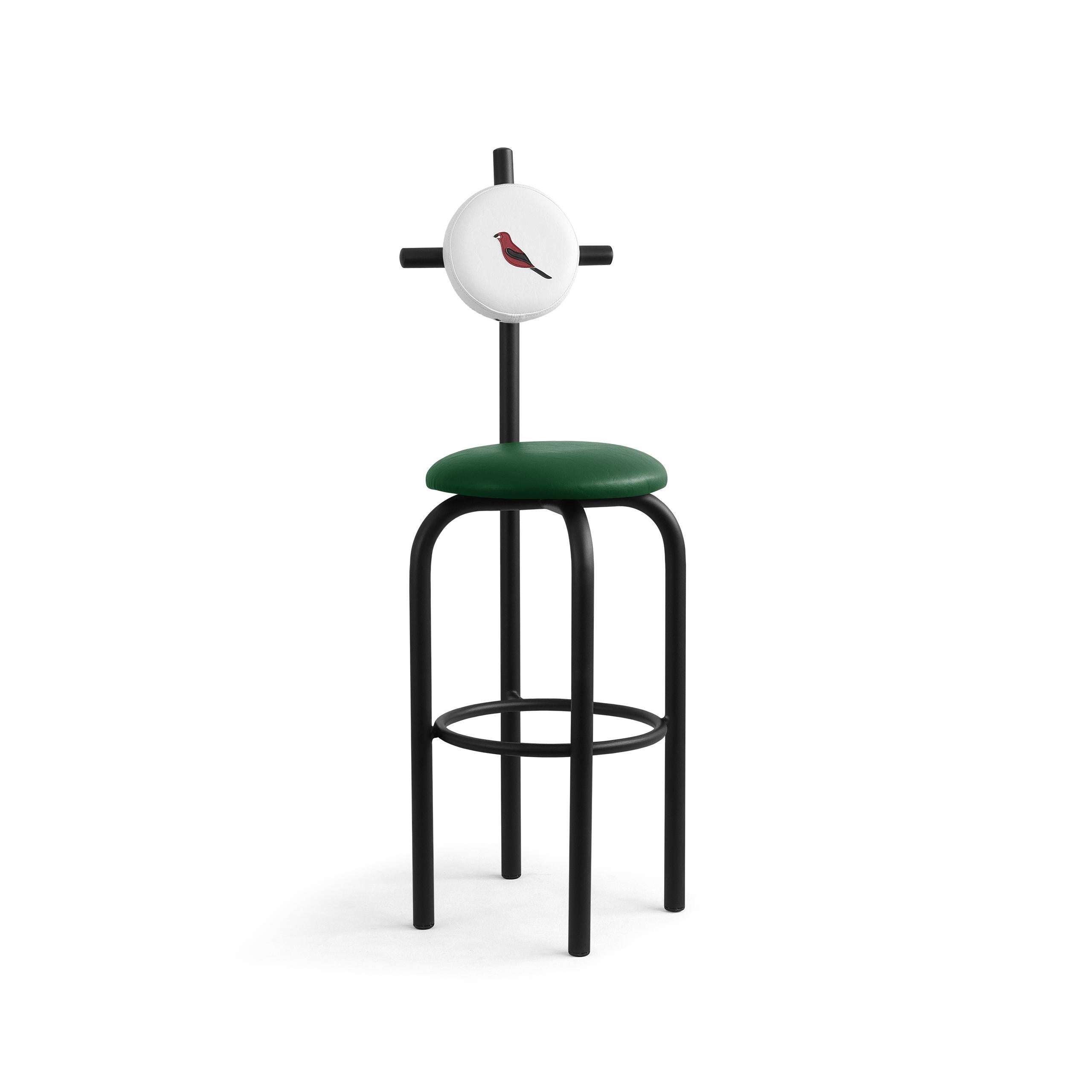 Post-Modern PK19 Impermeable Bar Stool, Green Seat & Black Metal Structure by Paulo Kobylka For Sale
