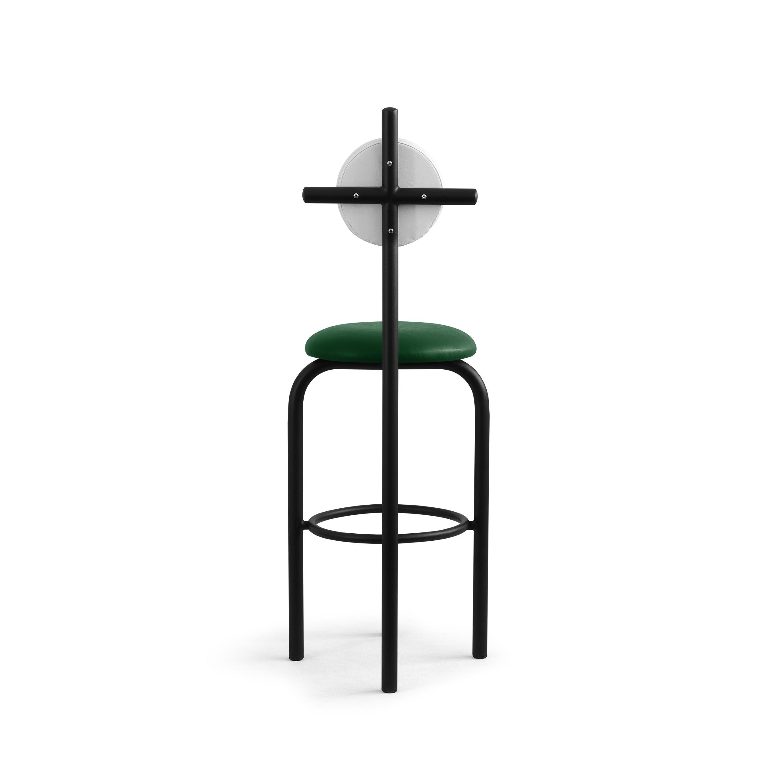 Contemporary PK19 Impermeable Bar Stool, Green Seat & Black Metal Structure by Paulo Kobylka For Sale