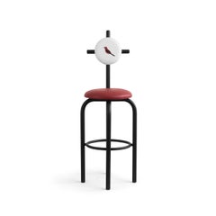 PK19 Impermeable Bar Stool, Red Seat & Black Metal Structure by Paulo Kobylka