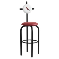 PK19 Impermeable Bar Stool, Red Seat & Black Metal Structure by Paulo Kobylka