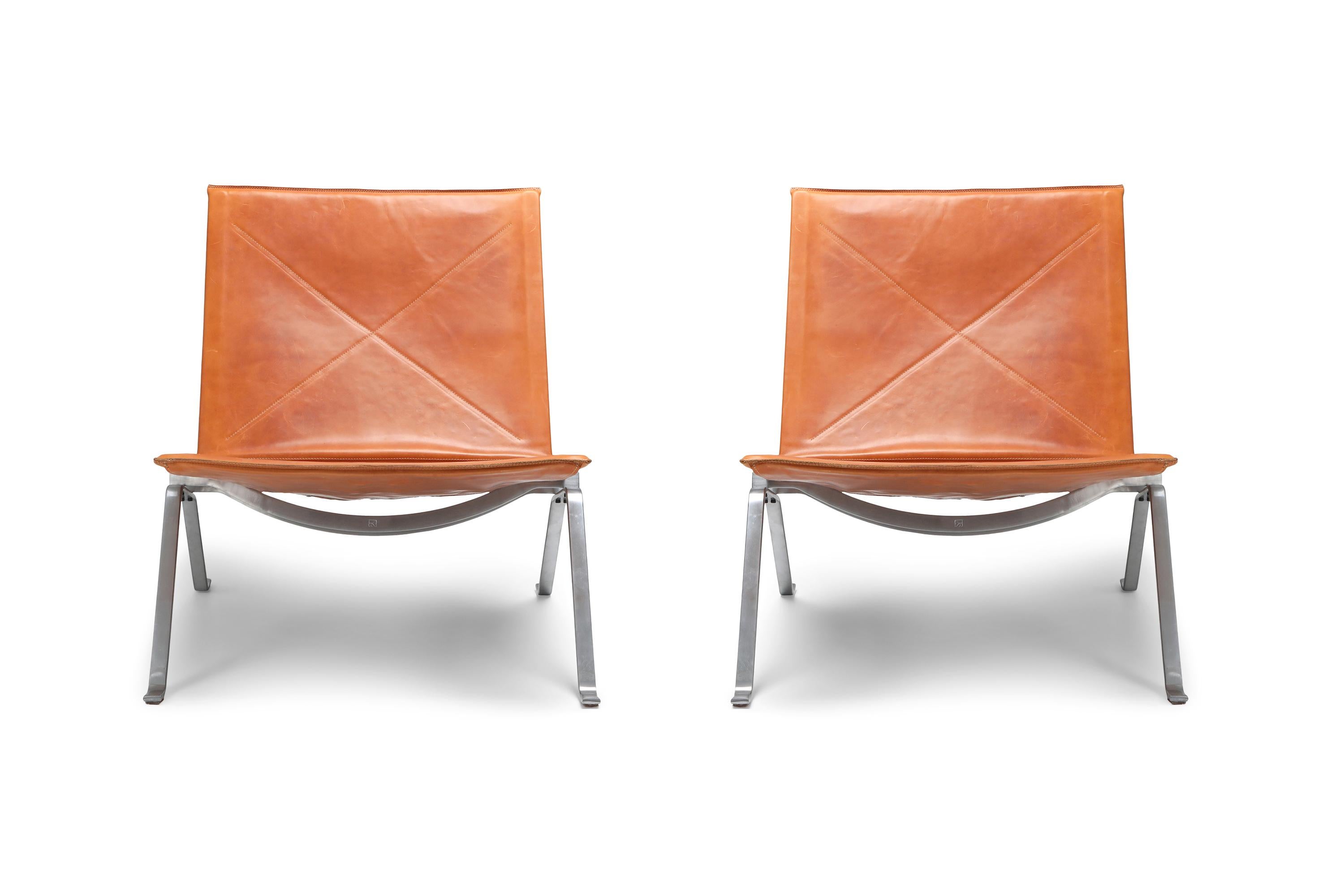 PK22 Cognac Leather Kold Christensen Lounge Chairs 4