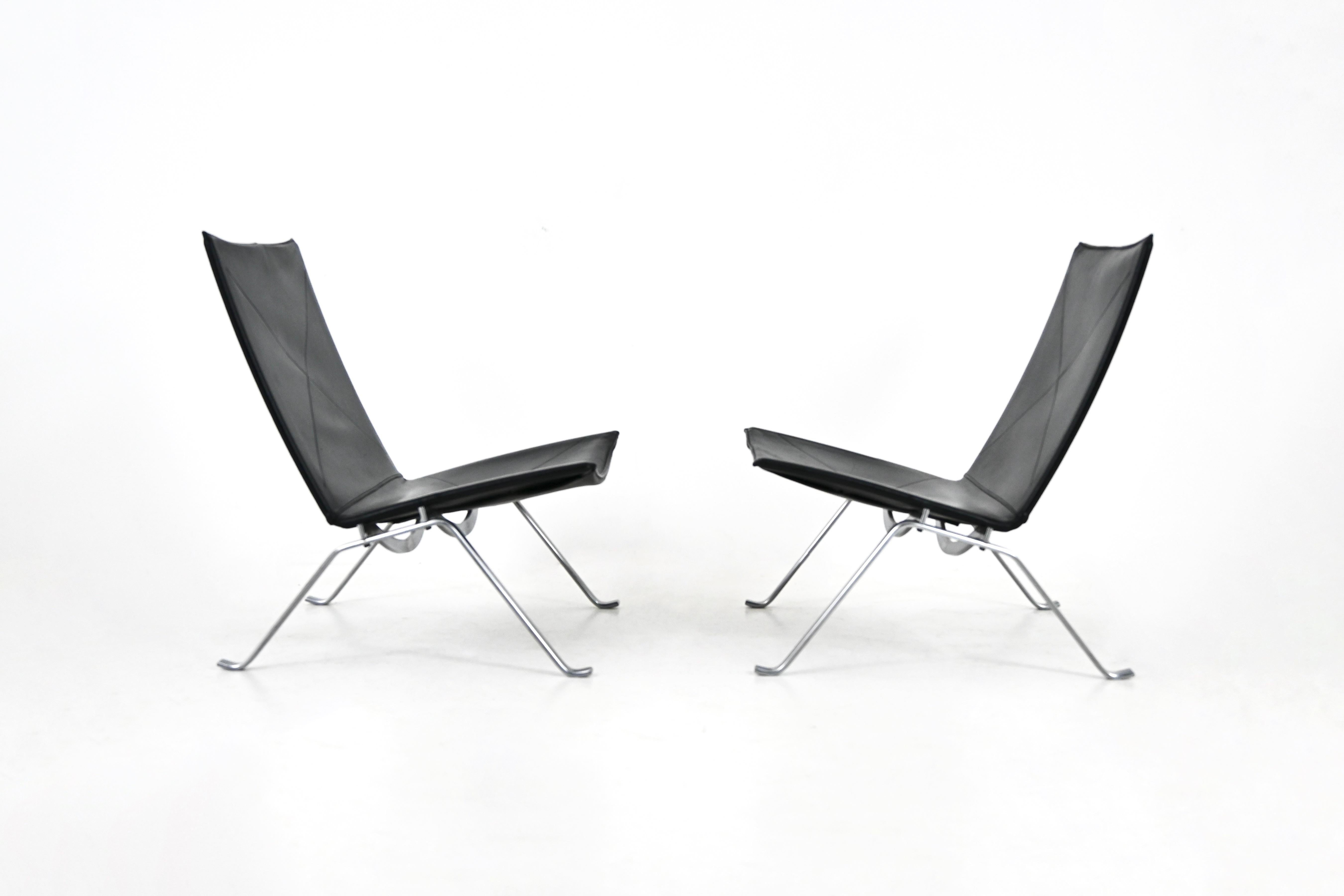 PK22 lounge chairs by Poul Kjærholm for Fritz Hansen, 1990s, set of 2 In Good Condition For Sale In bruxelles, BE