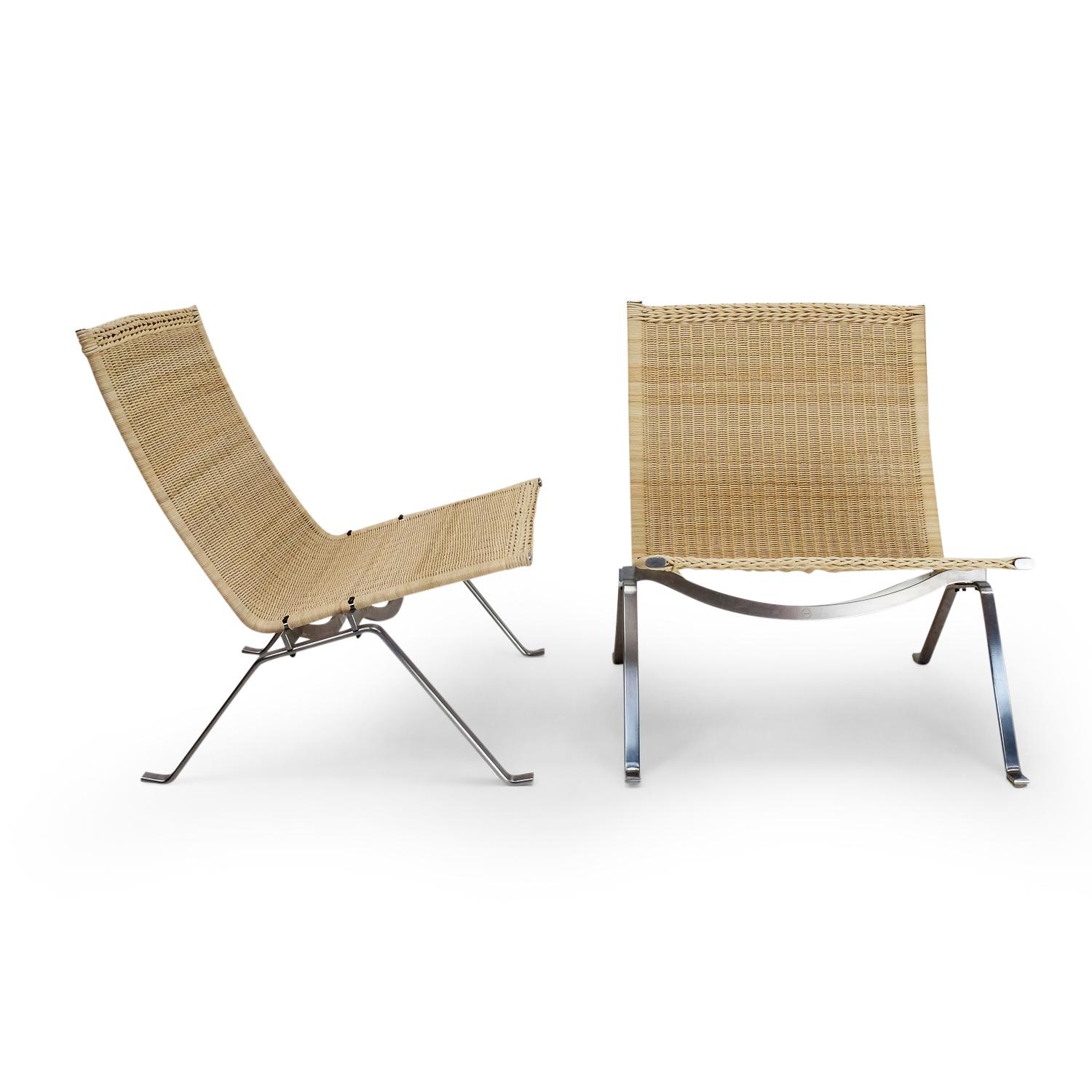 Mid-Century Modern PK22 Lounge Chairs, Poul Kjaerholm, Re-caned
