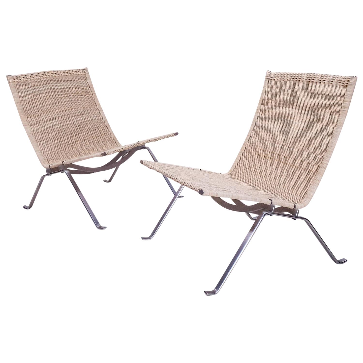 PK22 Lounge Chairs, Poul Kjaerholm, Re-caned