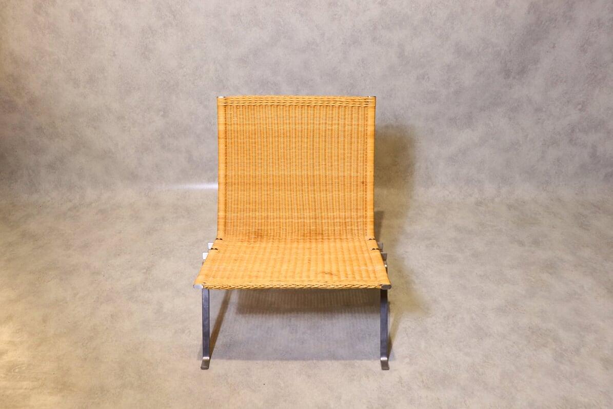 Scandinavian Modern 20th Century PK22 Rattan Minimalist Lounge Chair by Poul Kjærholm, Fritz Hansen