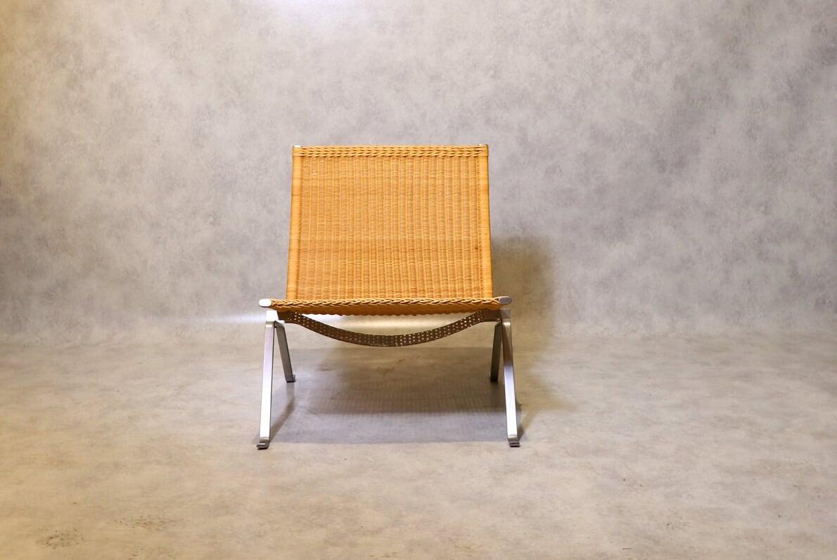 Danish 20th Century PK22 Rattan Minimalist Lounge Chair by Poul Kjærholm, Fritz Hansen