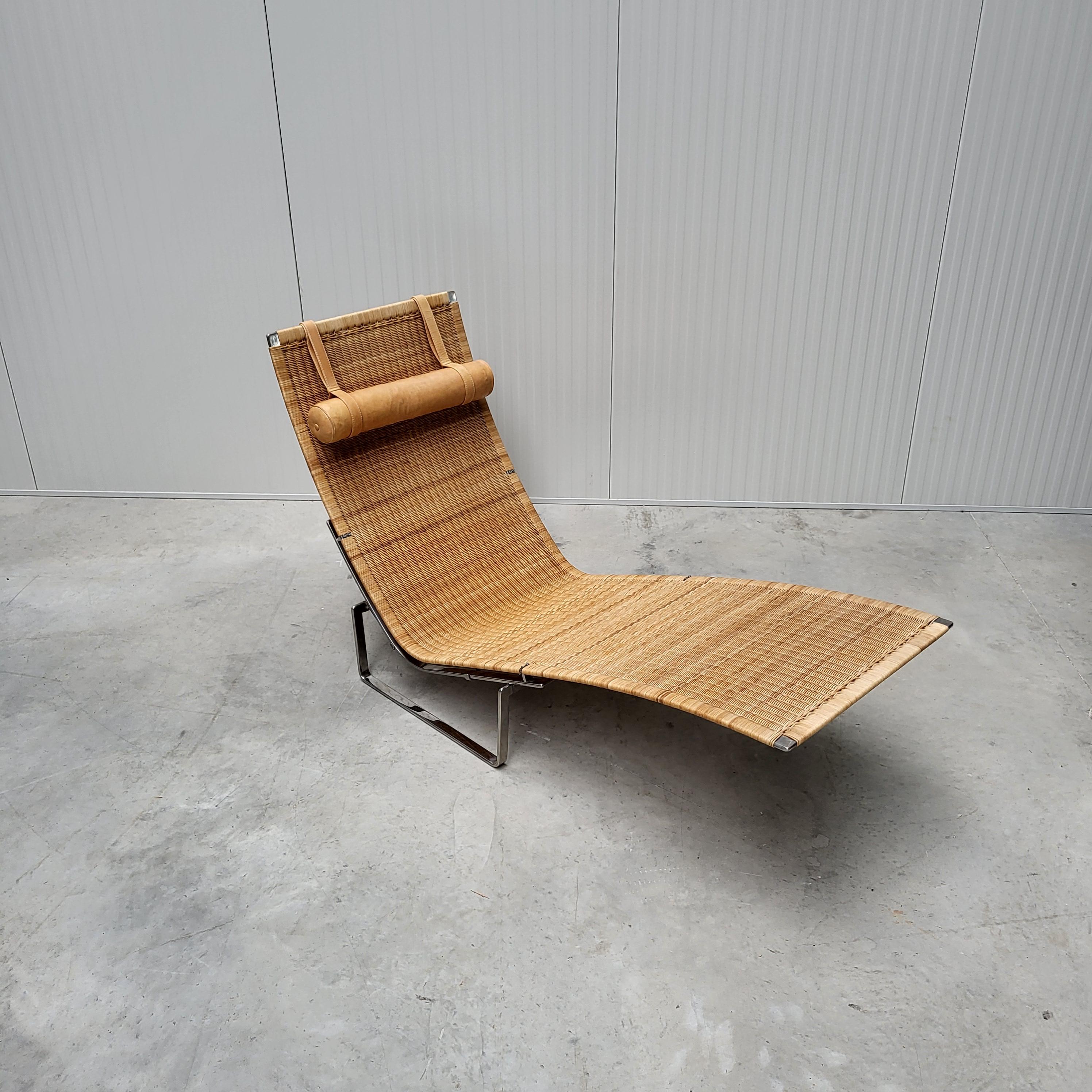 Danish PK24 Wicker Chaise Longue by Poul Kjaerholm for Fritz Hansen For Sale