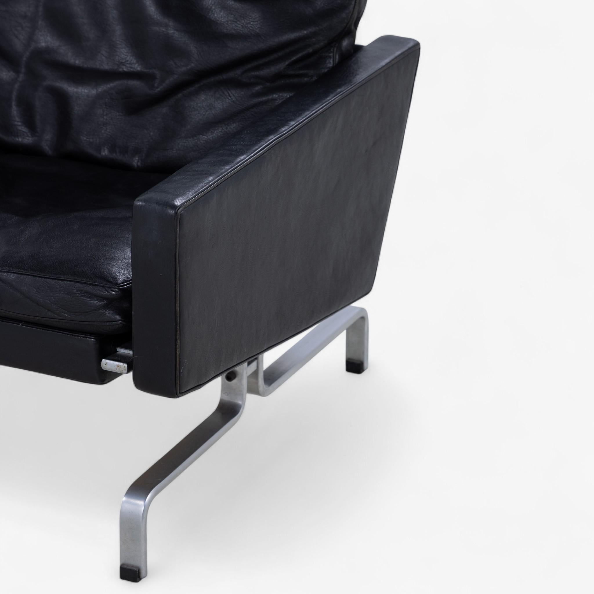 PK31/1 - Sessel in original schwarzem Leder von Poul Kjærholm (20. Jahrhundert) im Angebot