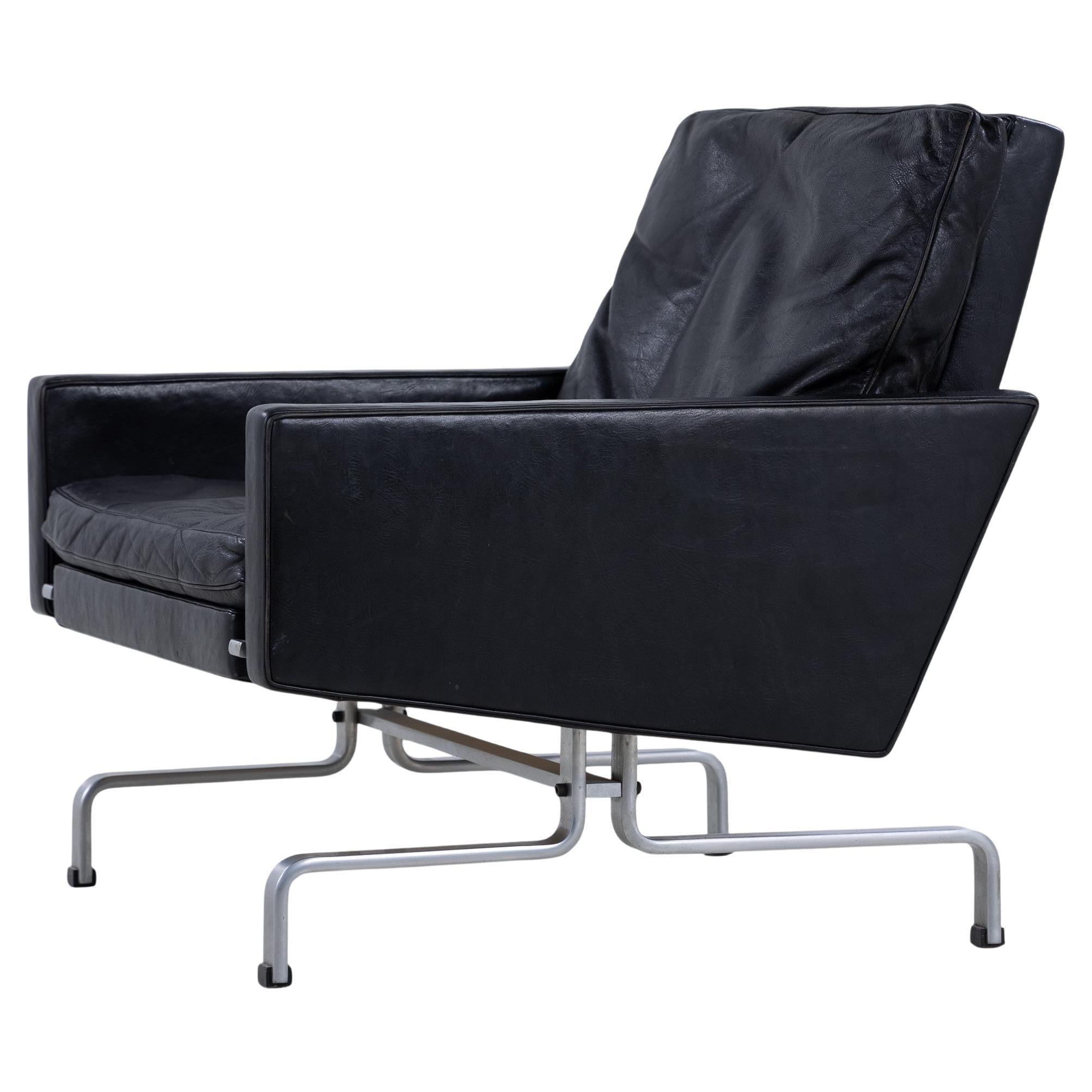 PK31/1 - Sessel in original schwarzem Leder von Poul Kjærholm