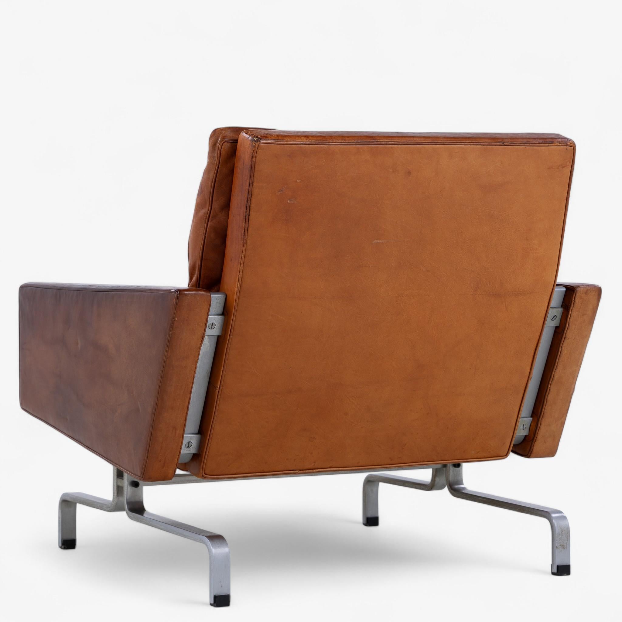 PK31/1 - Sessel in original patiniertem Leder von Poul Kjærholm (Moderne der Mitte des Jahrhunderts) im Angebot