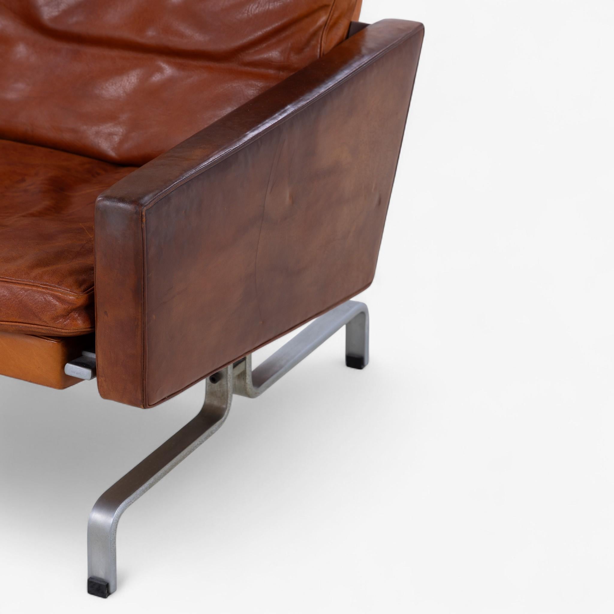 PK31/1 - Sessel in original patiniertem Leder von Poul Kjærholm (Stahl) im Angebot