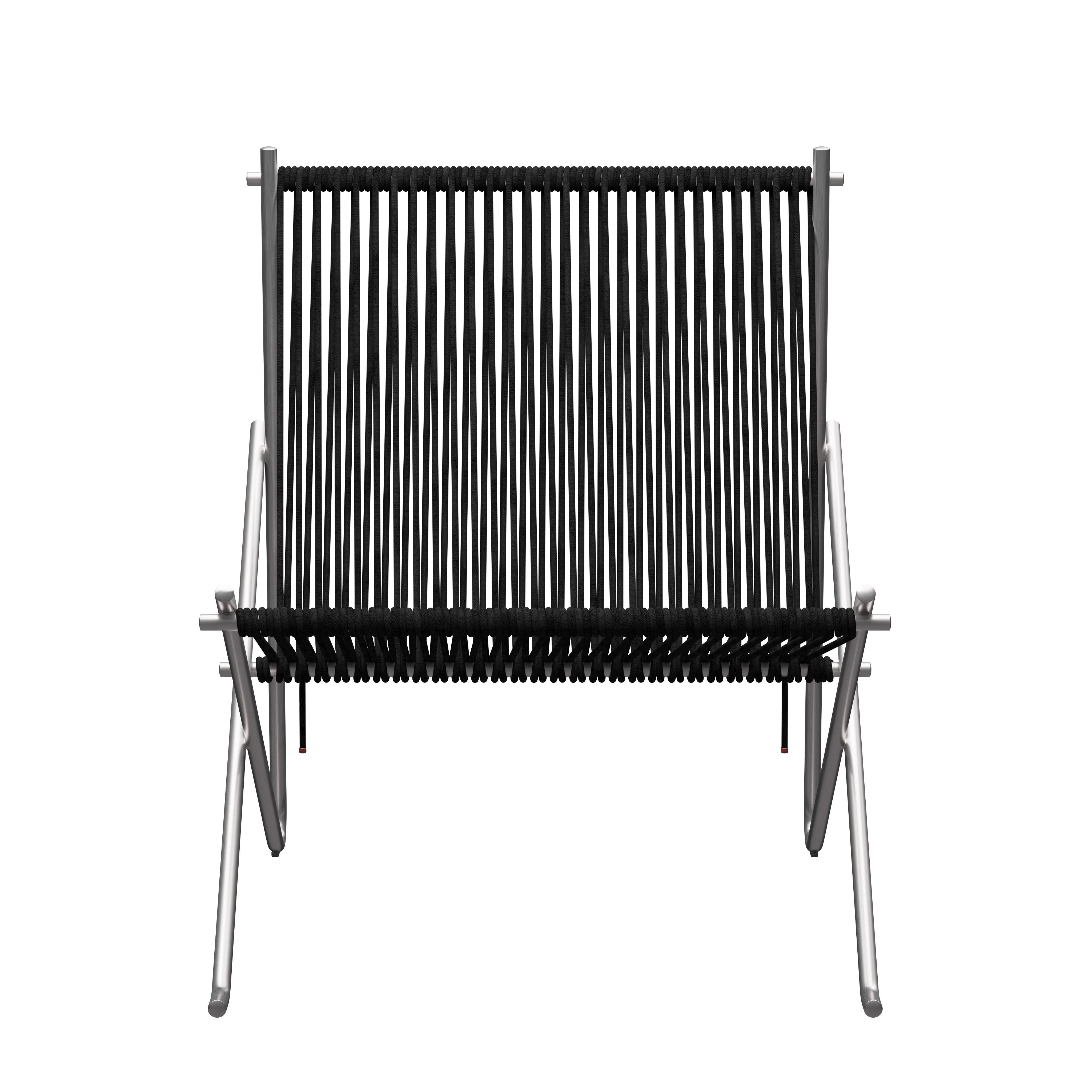 'PK4' Lounge Chair for Fritz Hansen in Black Flag Halyard with Steel Frame For Sale 1