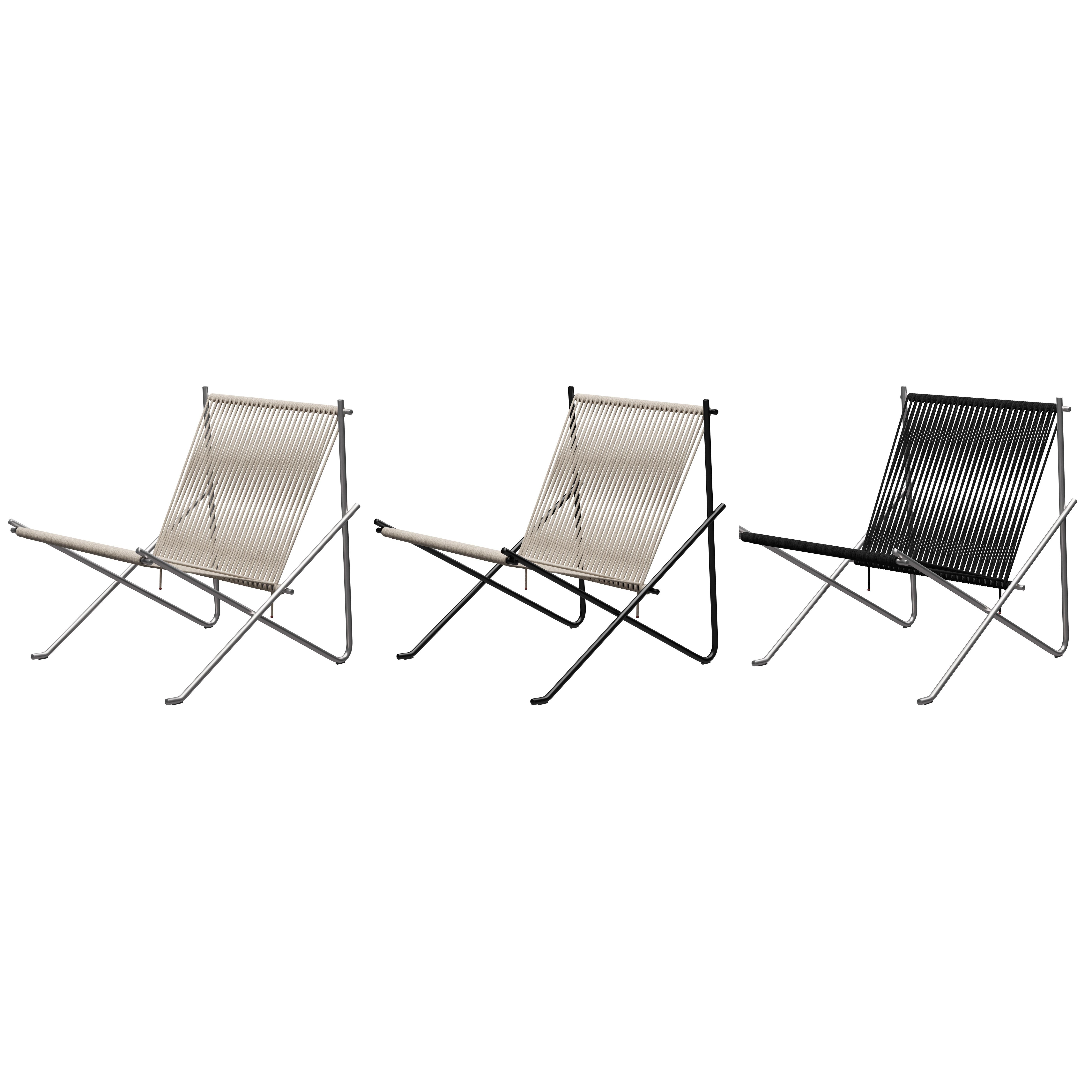 'PK4' Lounge Chair for Fritz Hansen in Natural Flag Halyard with Black Frame For Sale 1
