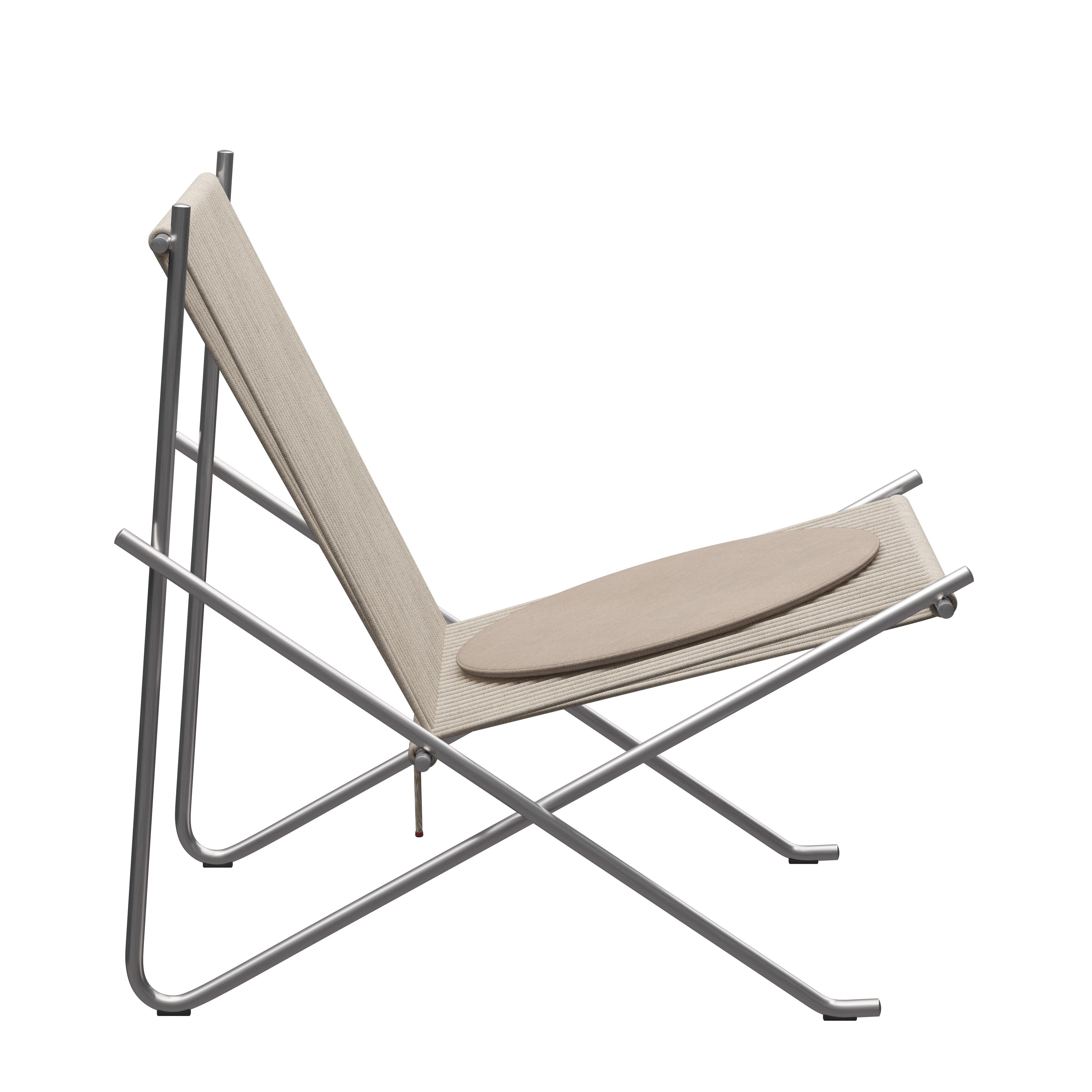 'PK4' Lounge Chair for Fritz Hansen in Natural Flag Halyard with Steel Frame For Sale 7