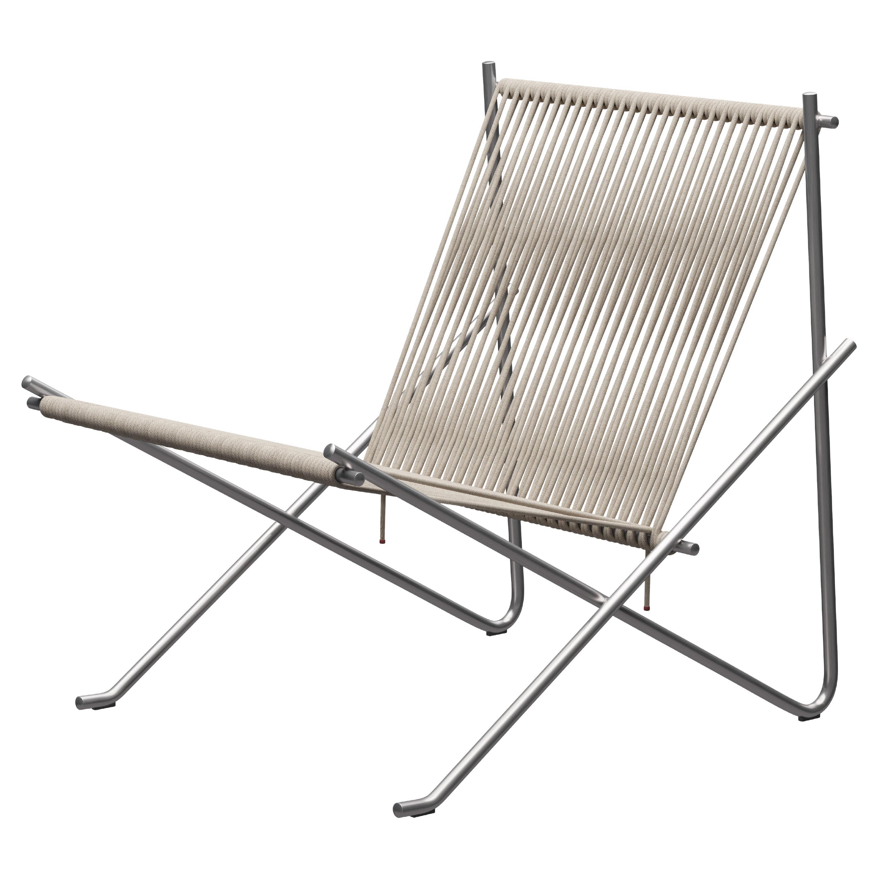 'PK4' Lounge Chair for Fritz Hansen in Natural Flag Halyard with Steel Frame For Sale