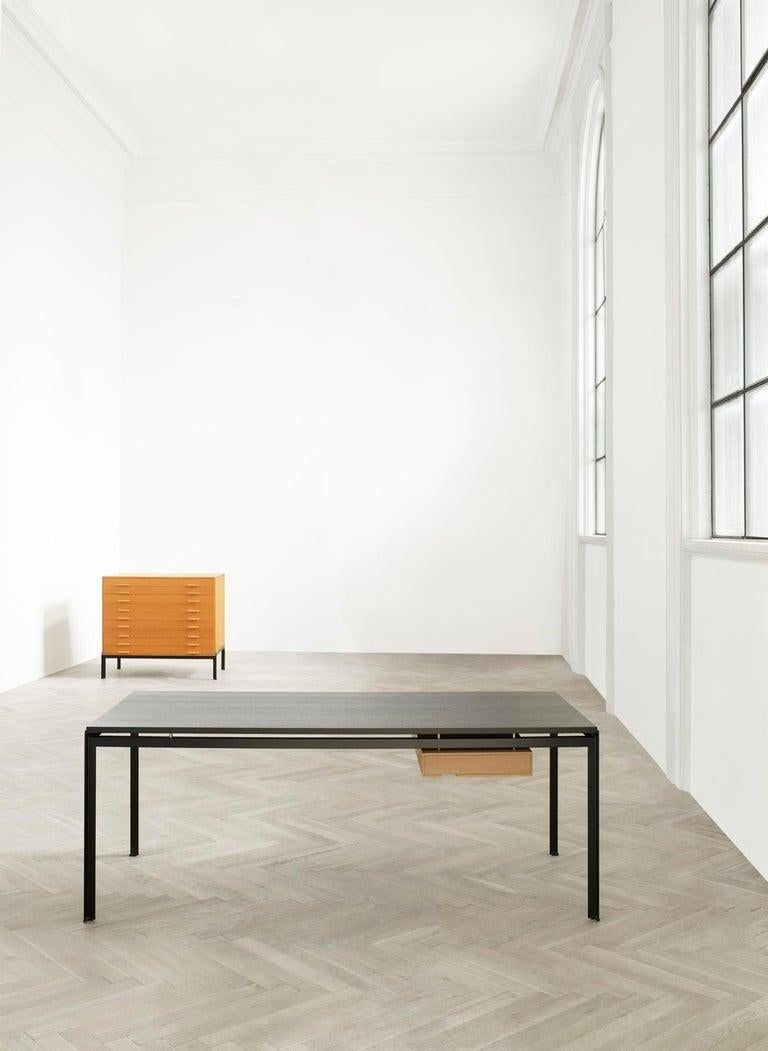 Modern PK52A Student Desk in Black and Gray Laminate, Steel Base by Poul Kjaerholm