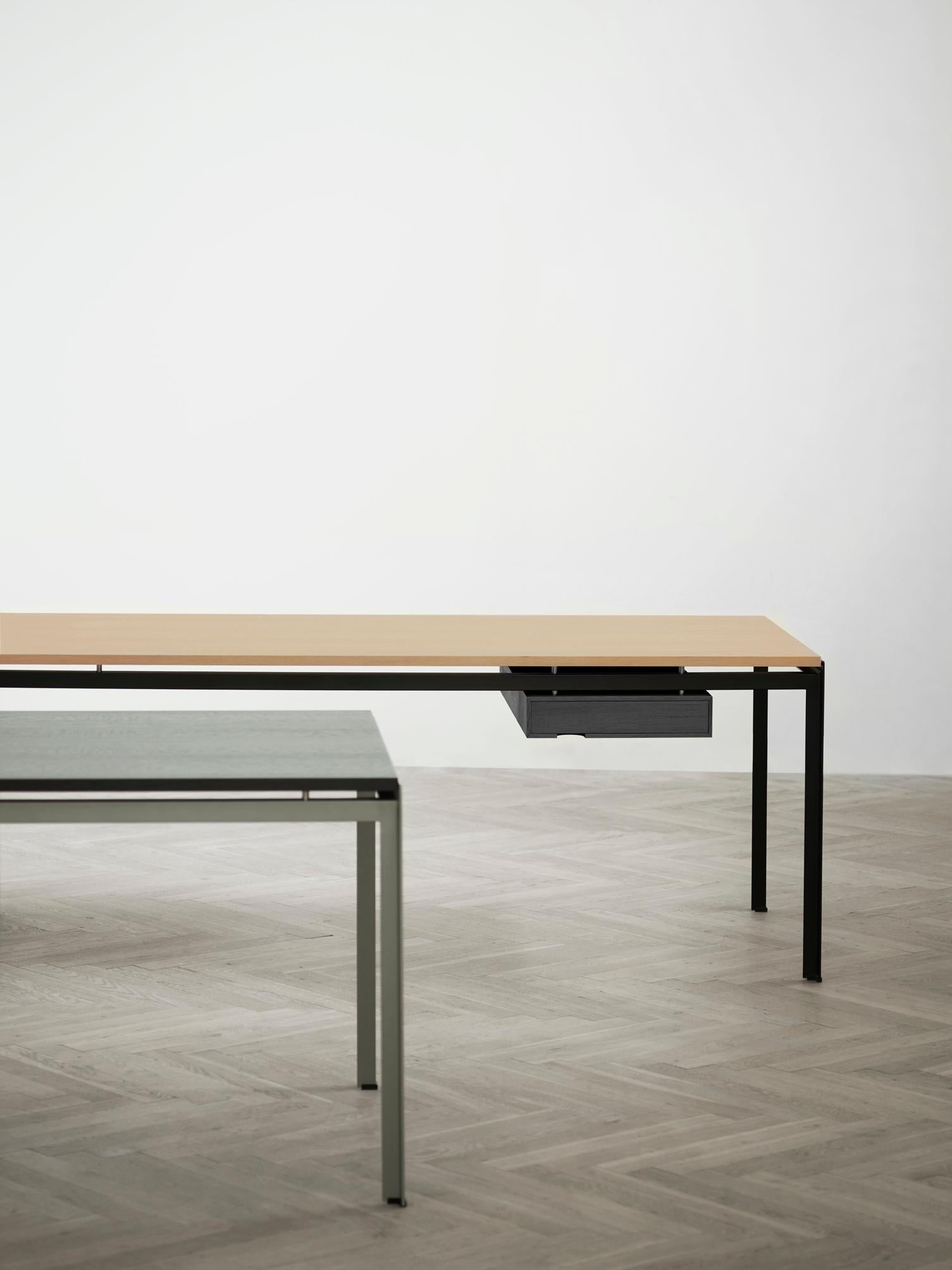 Contemporary PK52A Student Desk in Wood Finishes with Gray Steel Base by Poul Kjærholm