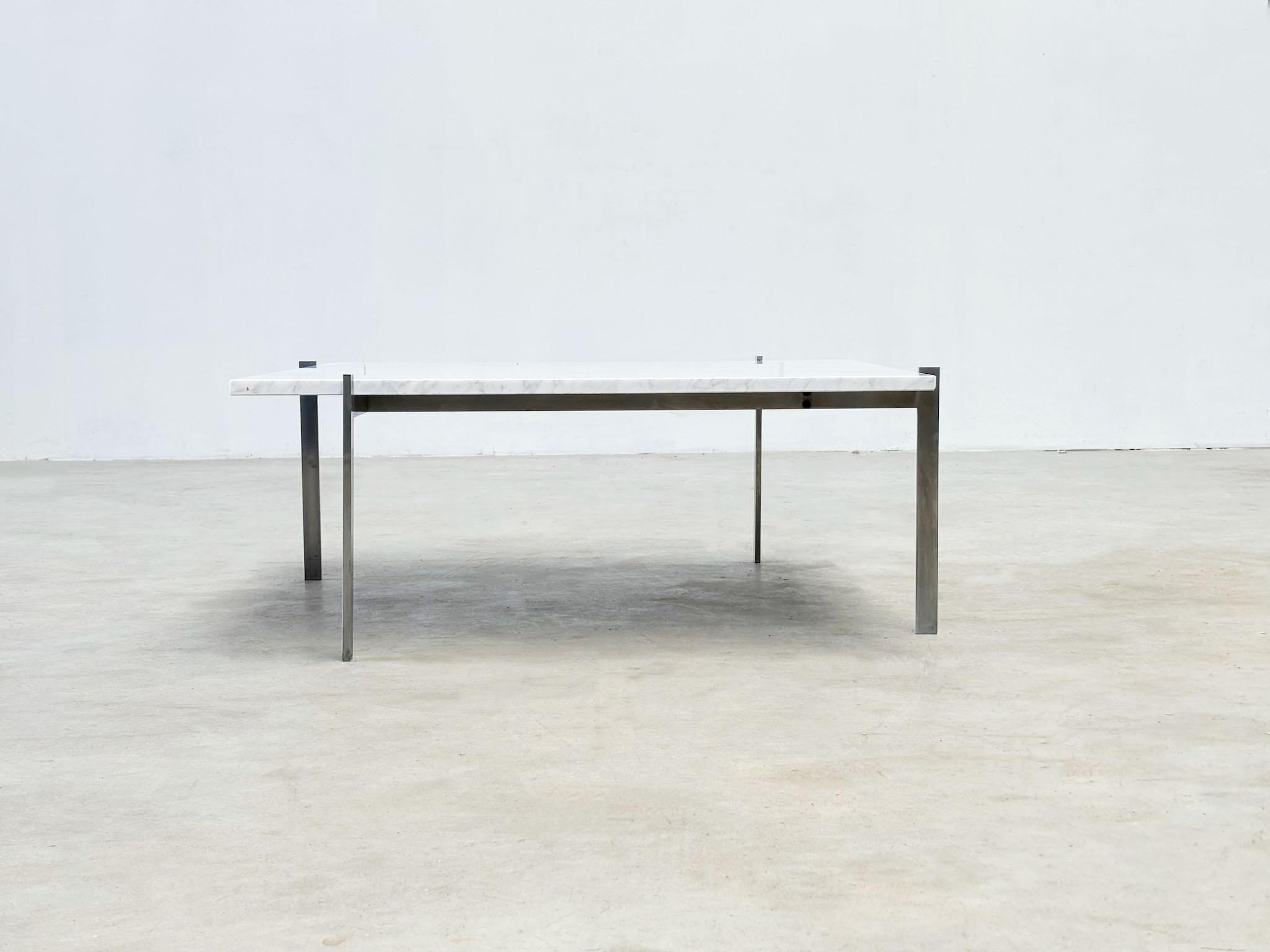 PK61 coffee table by Poul Kjaerholm EKC Denmark 1956 with Carrara marble top For Sale 4