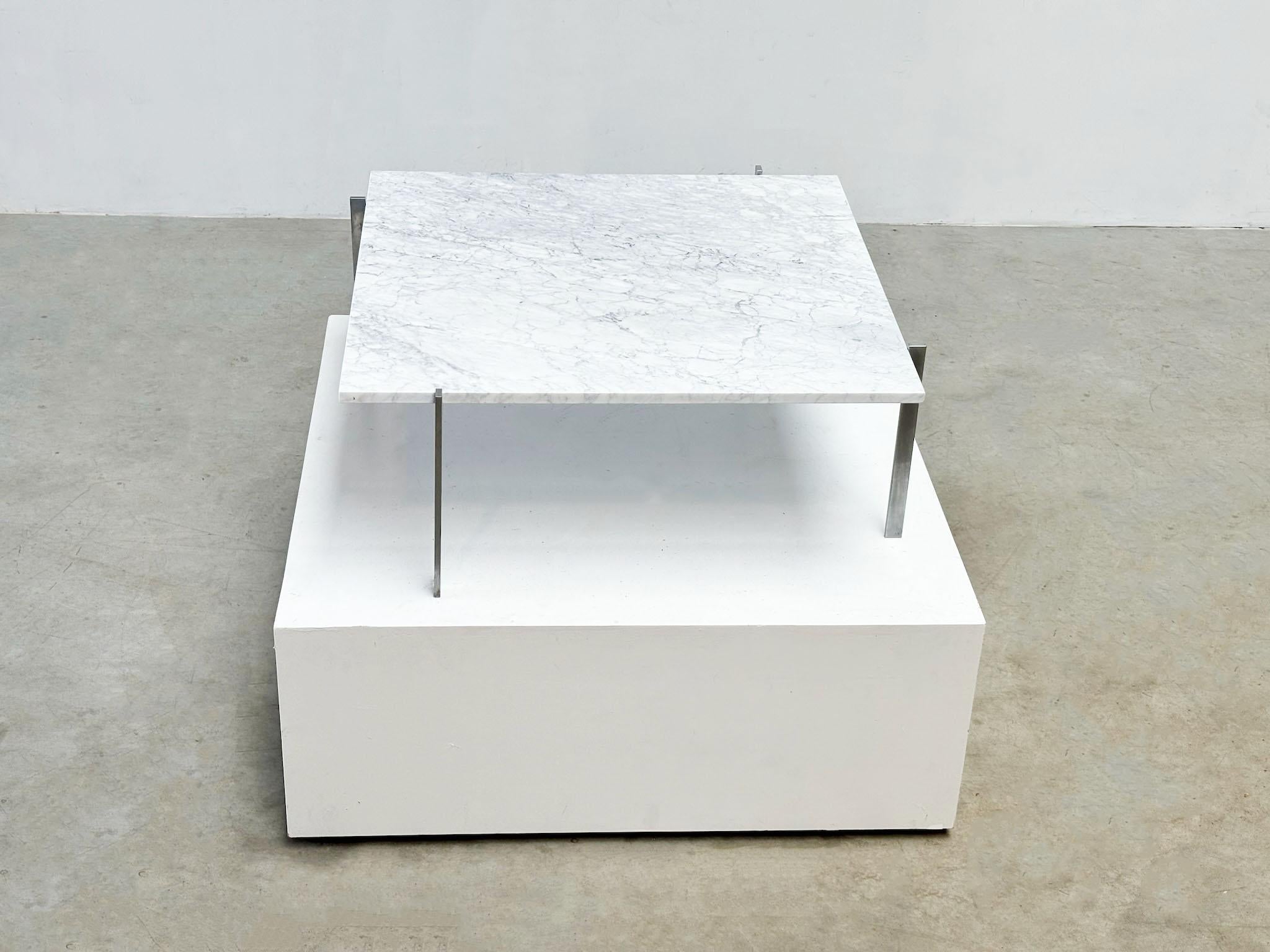 Danish PK61 coffee table by Poul Kjaerholm EKC Denmark 1956 with Carrara marble top For Sale