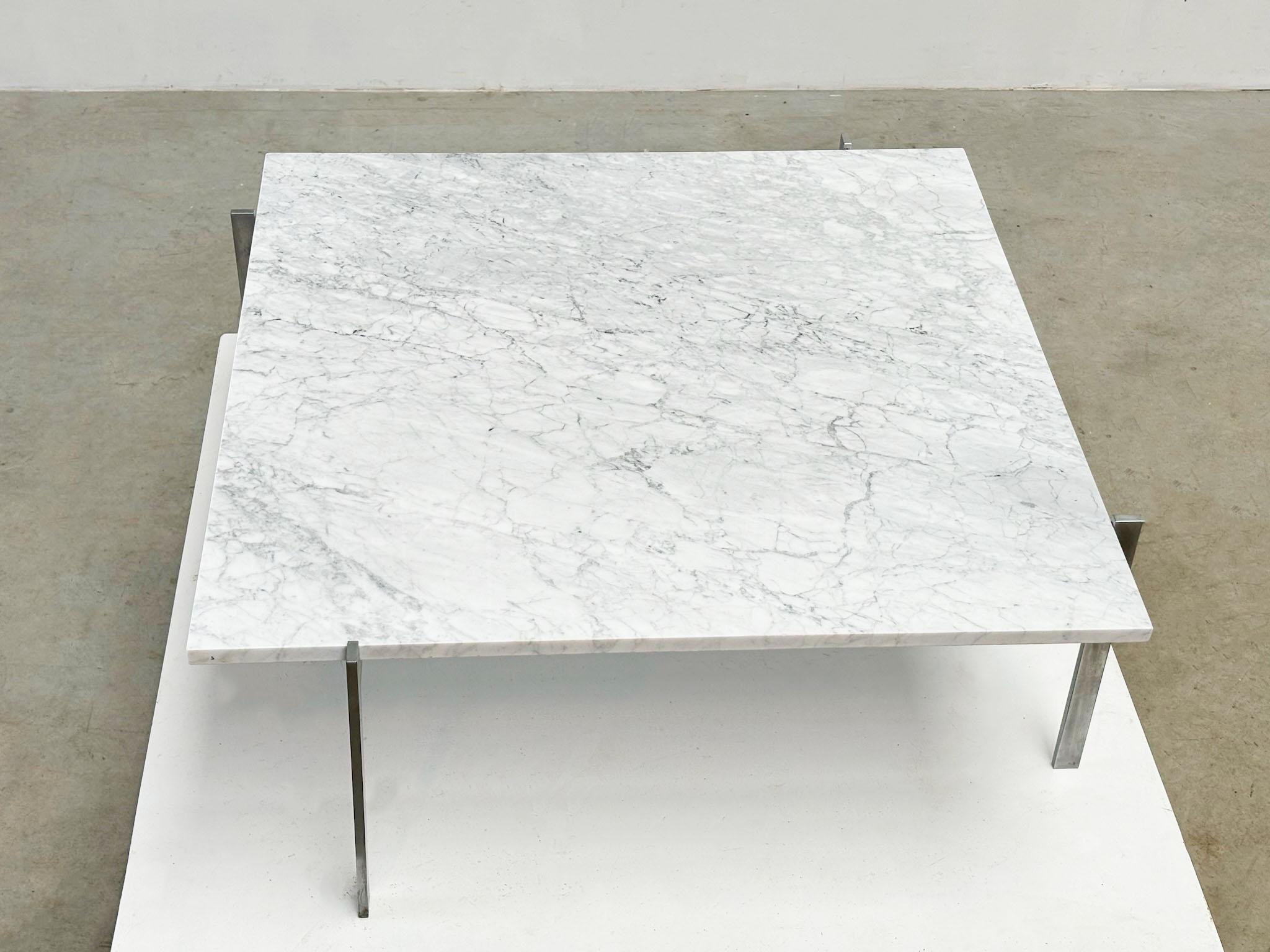 Mid-20th Century PK61 coffee table by Poul Kjaerholm EKC Denmark 1956 with Carrara marble top For Sale