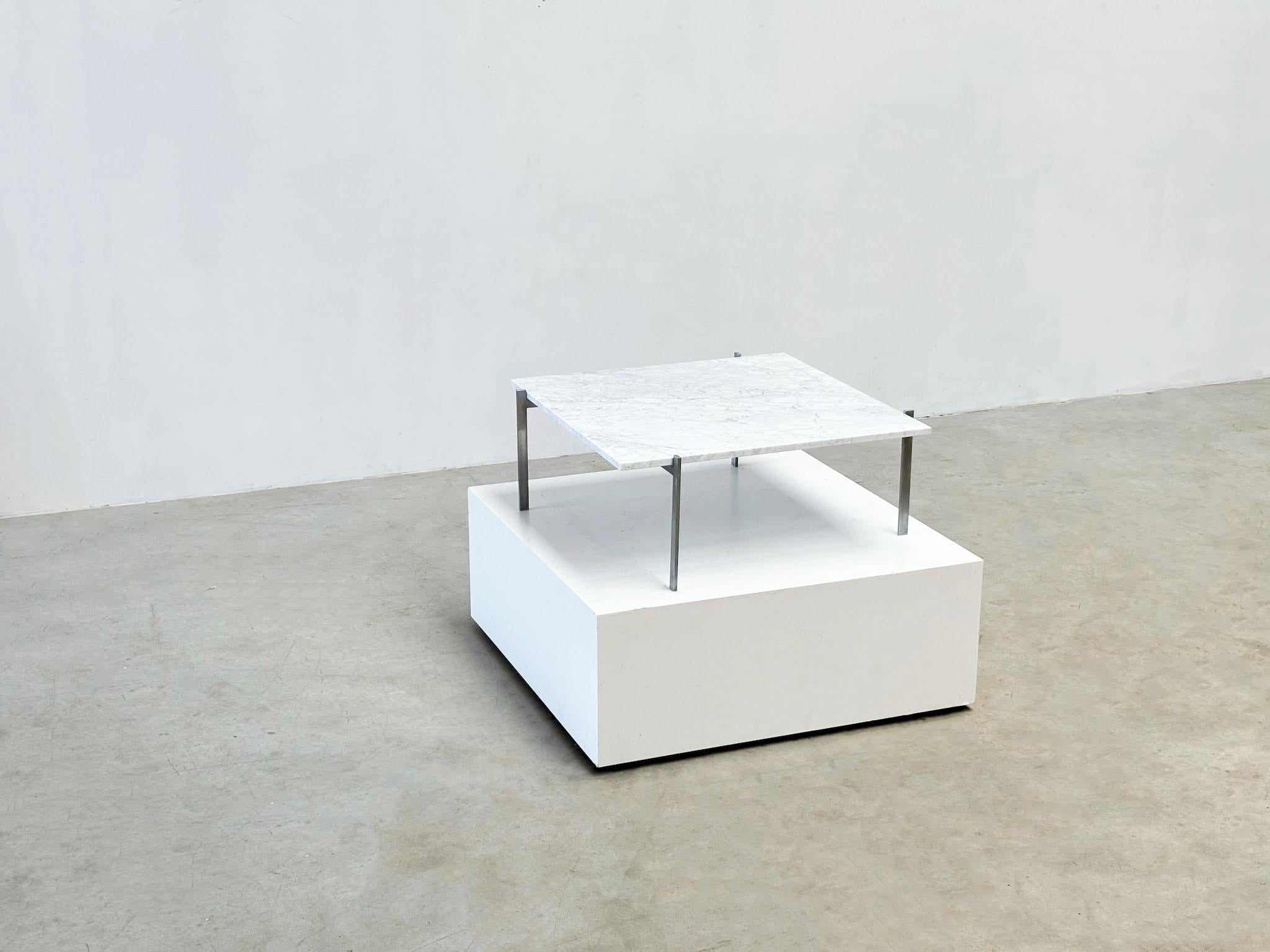 PK61 coffee table by Poul Kjaerholm EKC Denmark 1956 with Carrara marble top For Sale 1