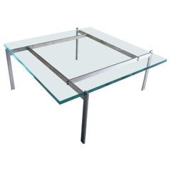 PK61 Glass and Steel Coffee Table by Poul Kjaerholm for Fritz Hansen